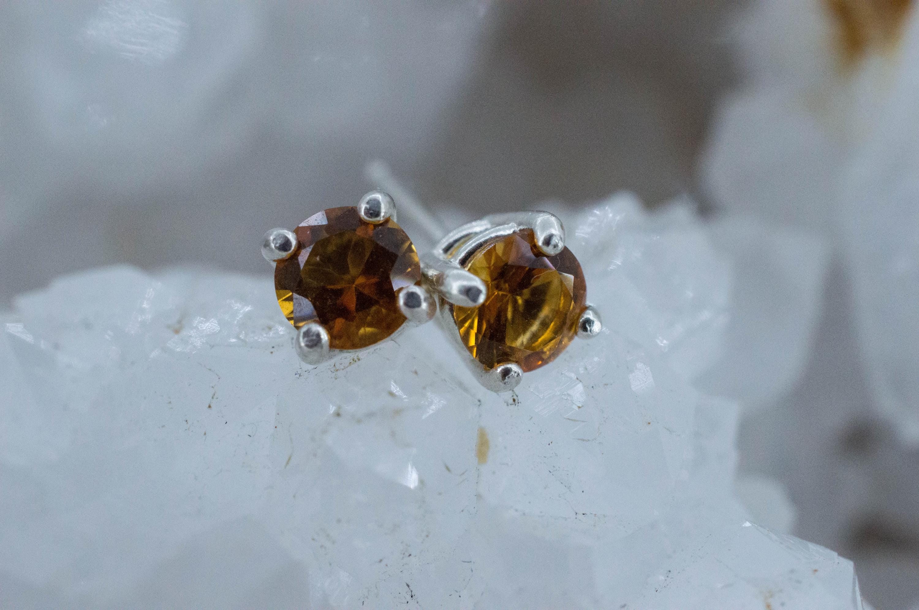Citrine Earrings; Natural Untreated Uruguay Citrine; 0.740cts - Mark Oliver Gems