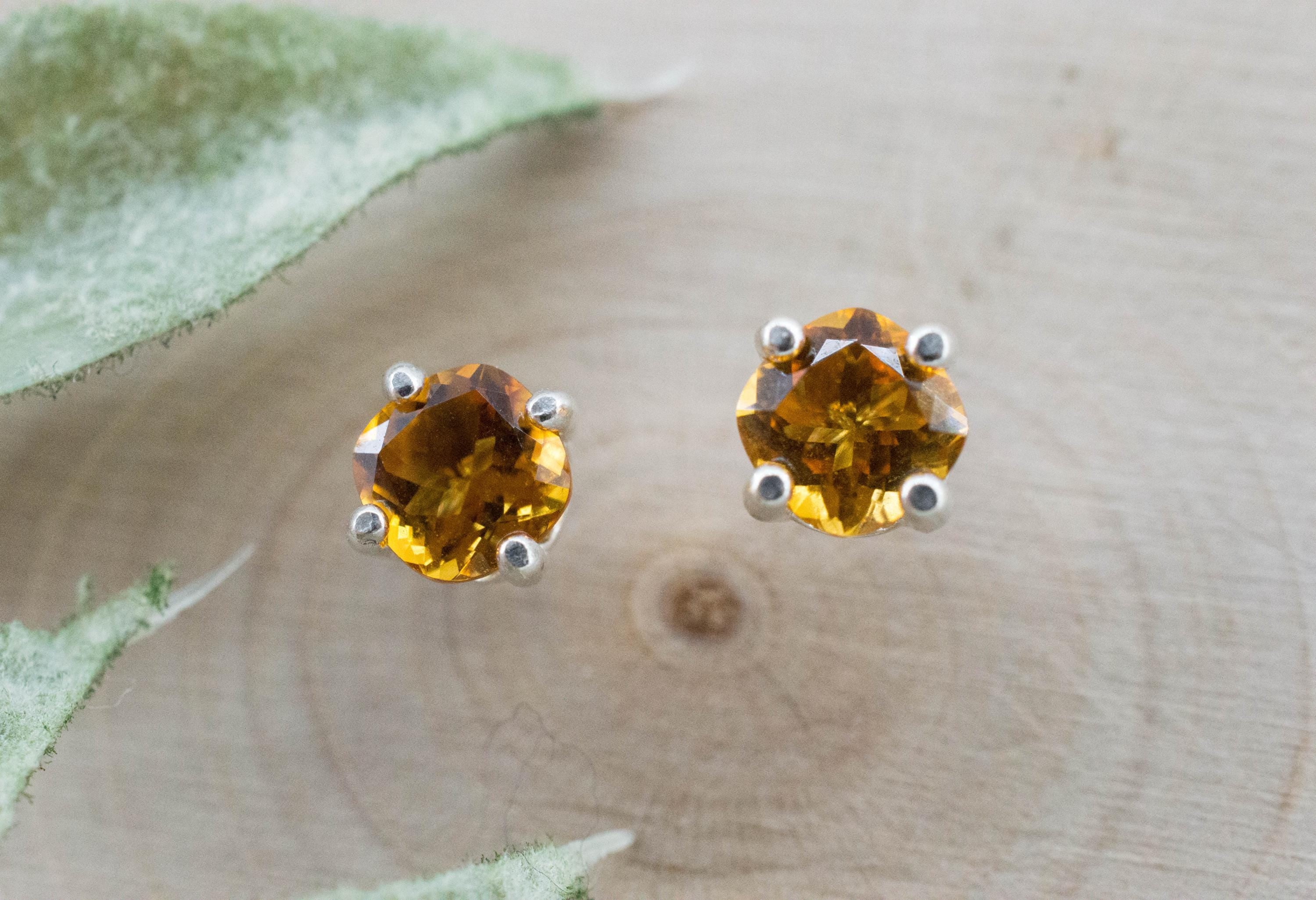Citrine Earrings; Natural Untreated Uruguay Citrine; 0.935cts - Mark Oliver Gems