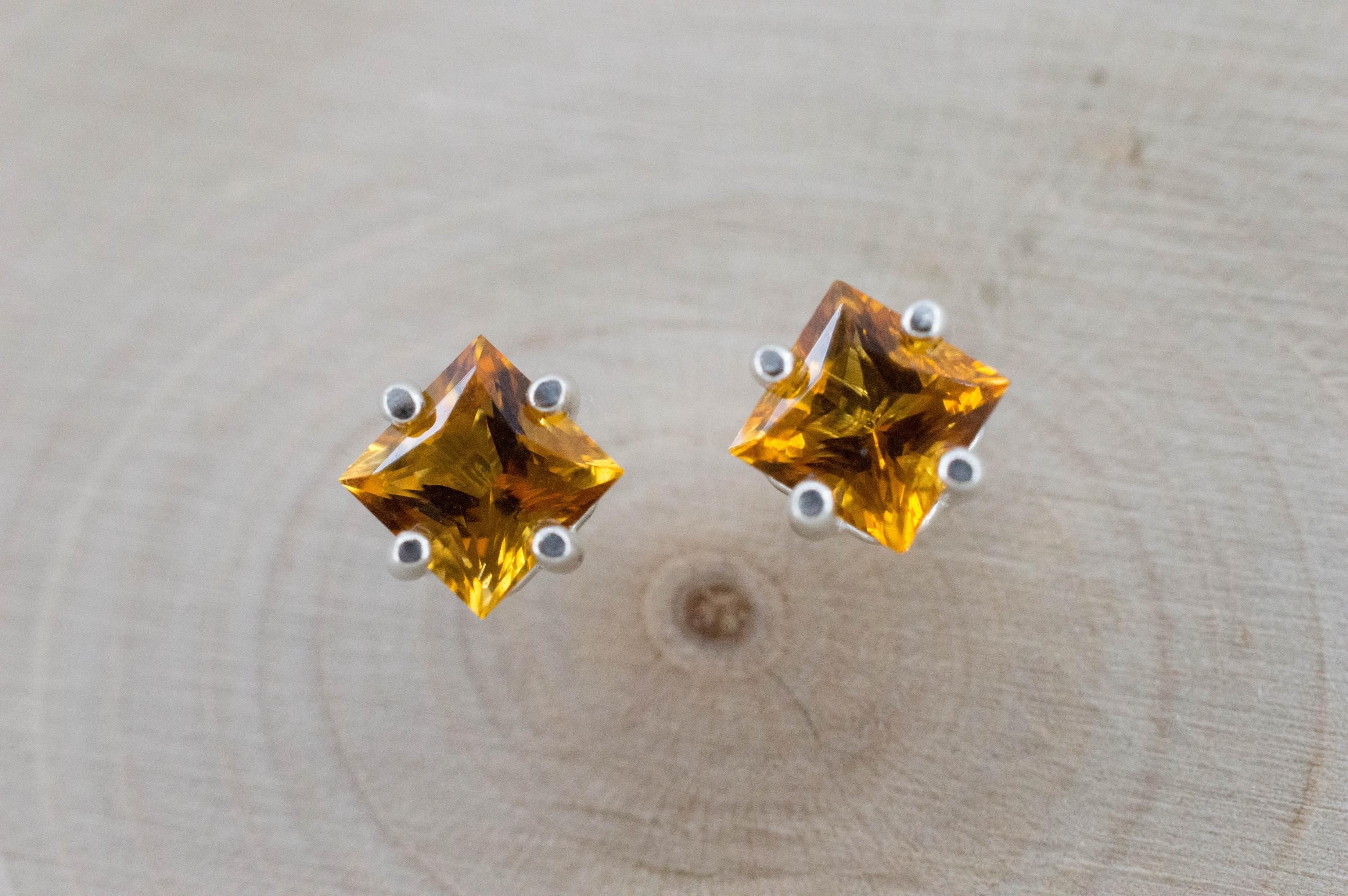 Citrine Earrings; Natural Untreated Uruguay Citrine; 1.145cts - Mark Oliver Gems