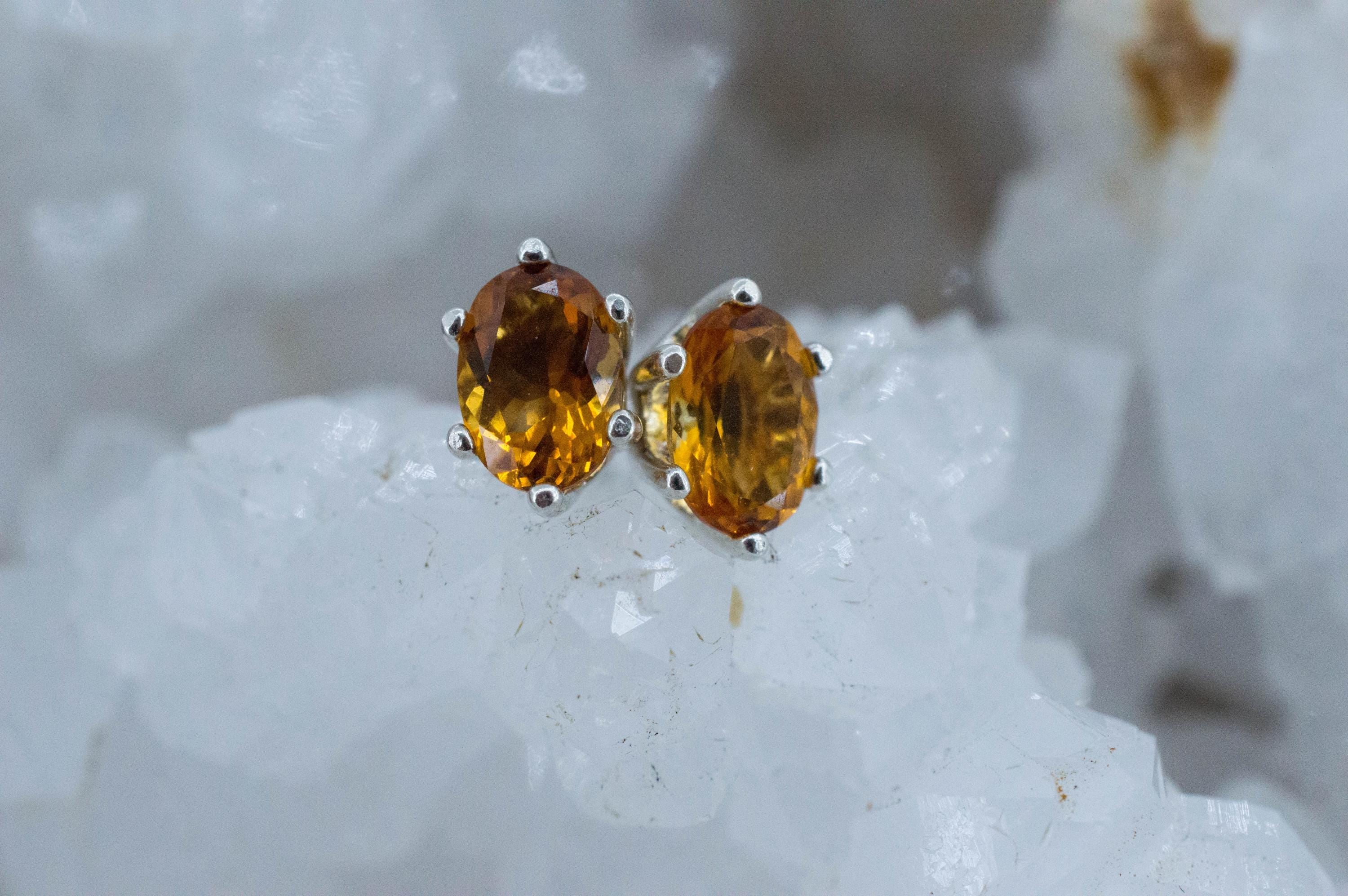 Citrine Earrings; Natural Untreated Uruguay Citrine; 1.400cts - Mark Oliver Gems