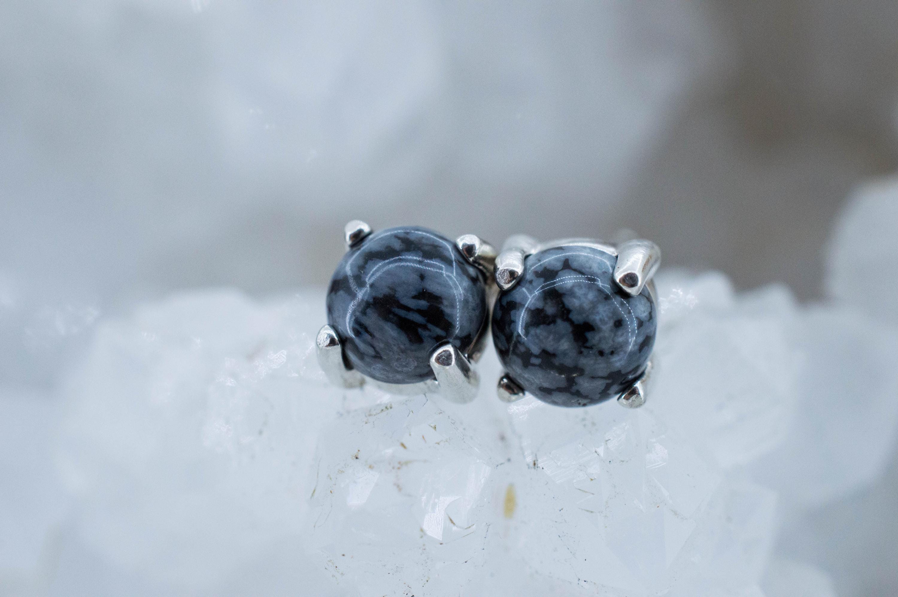 Snowflake Obsidian Earrings; Genuine Untreated Utah Obsidian; 1.130cts - Mark Oliver Gems