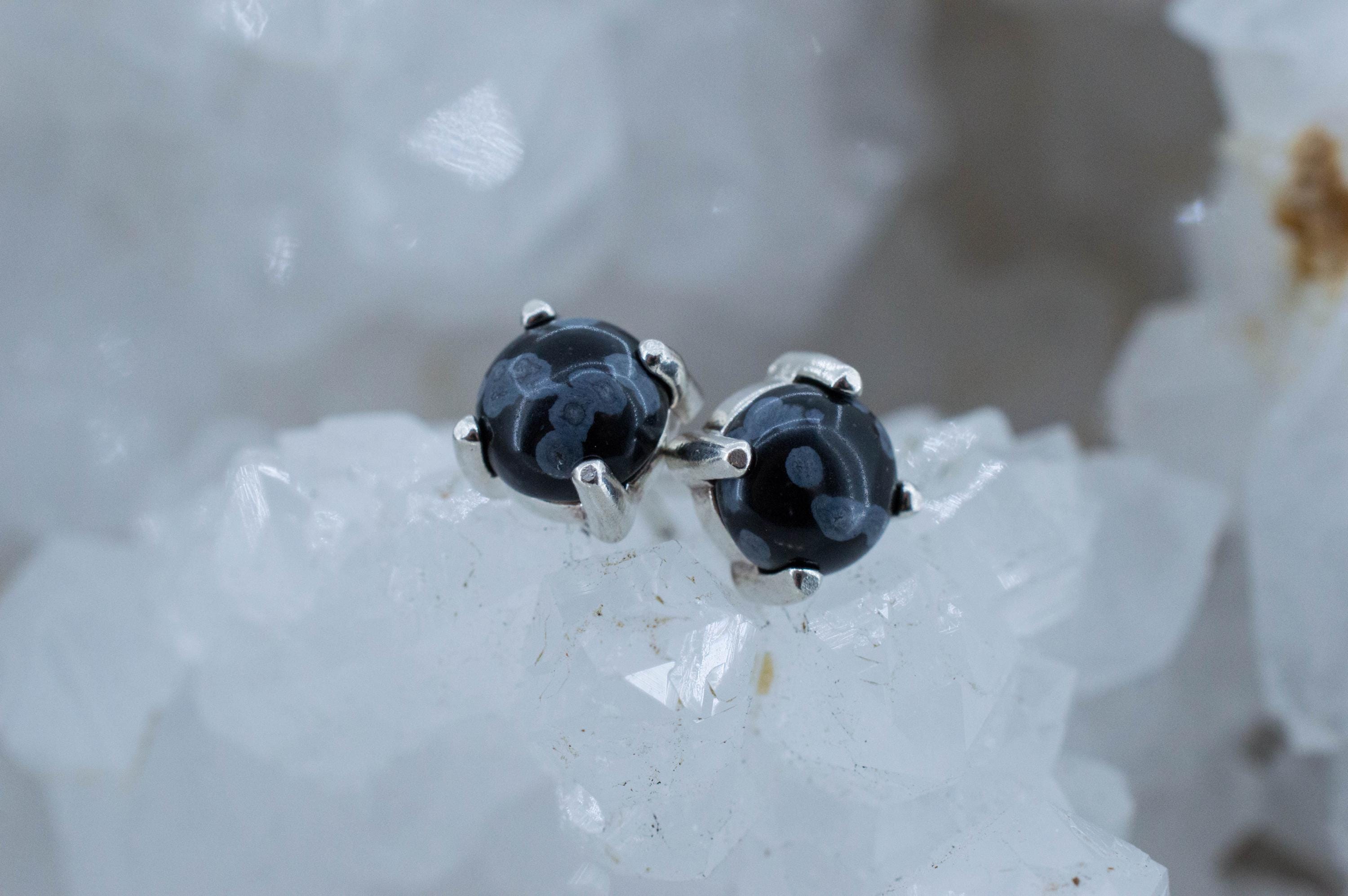 Snowflake Obsidian Earrings; Genuine Untreated Utah Obsidian; 1.300cts - Mark Oliver Gems