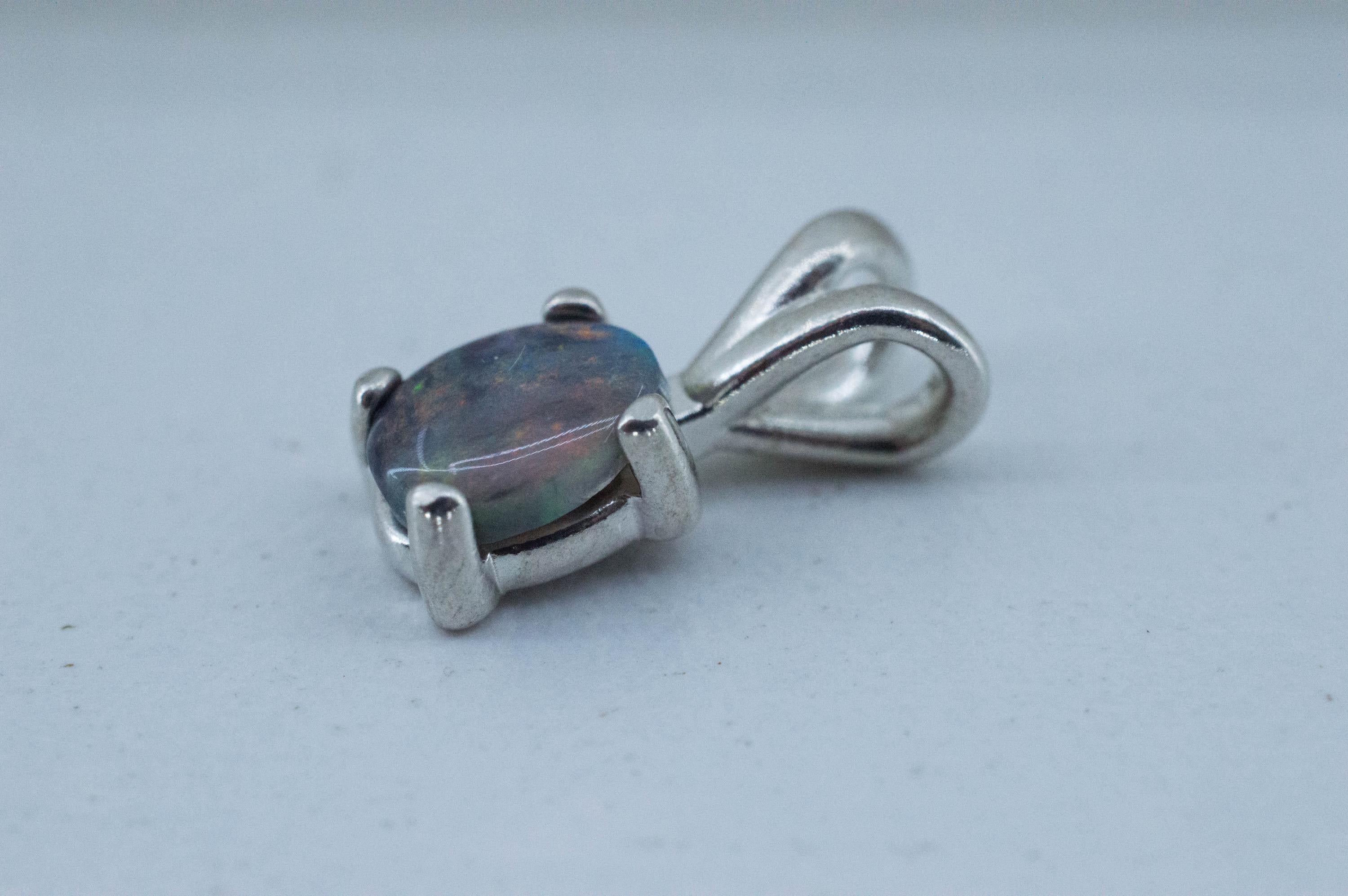 Black Opal Pendant, Natural Untreated Australian Lightning Ridge Opal; 0.755cts - Mark Oliver Gems