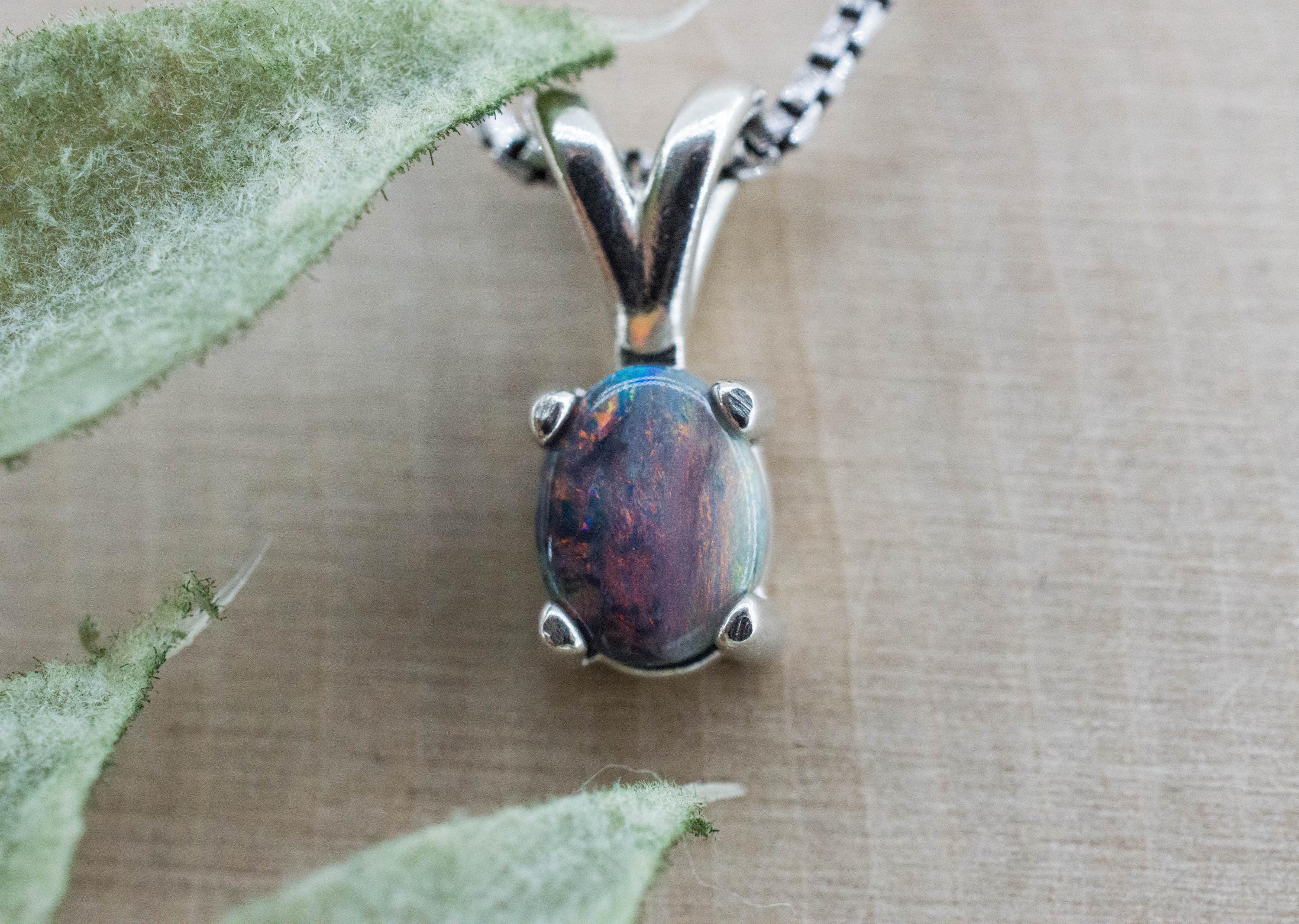 Black Opal Pendant, Natural Untreated Australian Lightning Ridge Opal; 0.755cts - Mark Oliver Gems