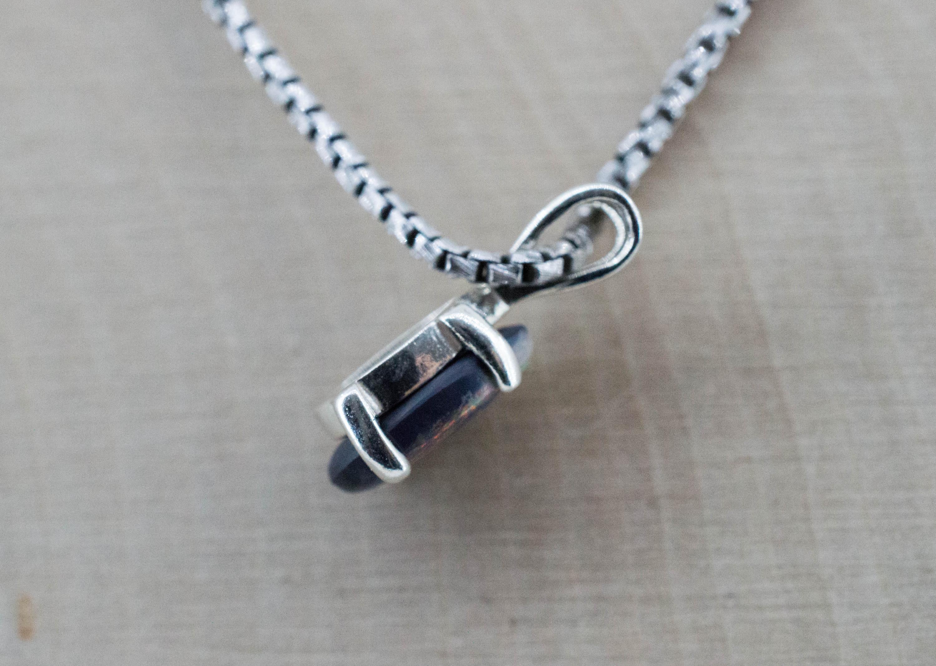 Black Opal Pendant, Natural Untreated Australian Lightning Ridge Opal; 0.860cts - Mark Oliver Gems