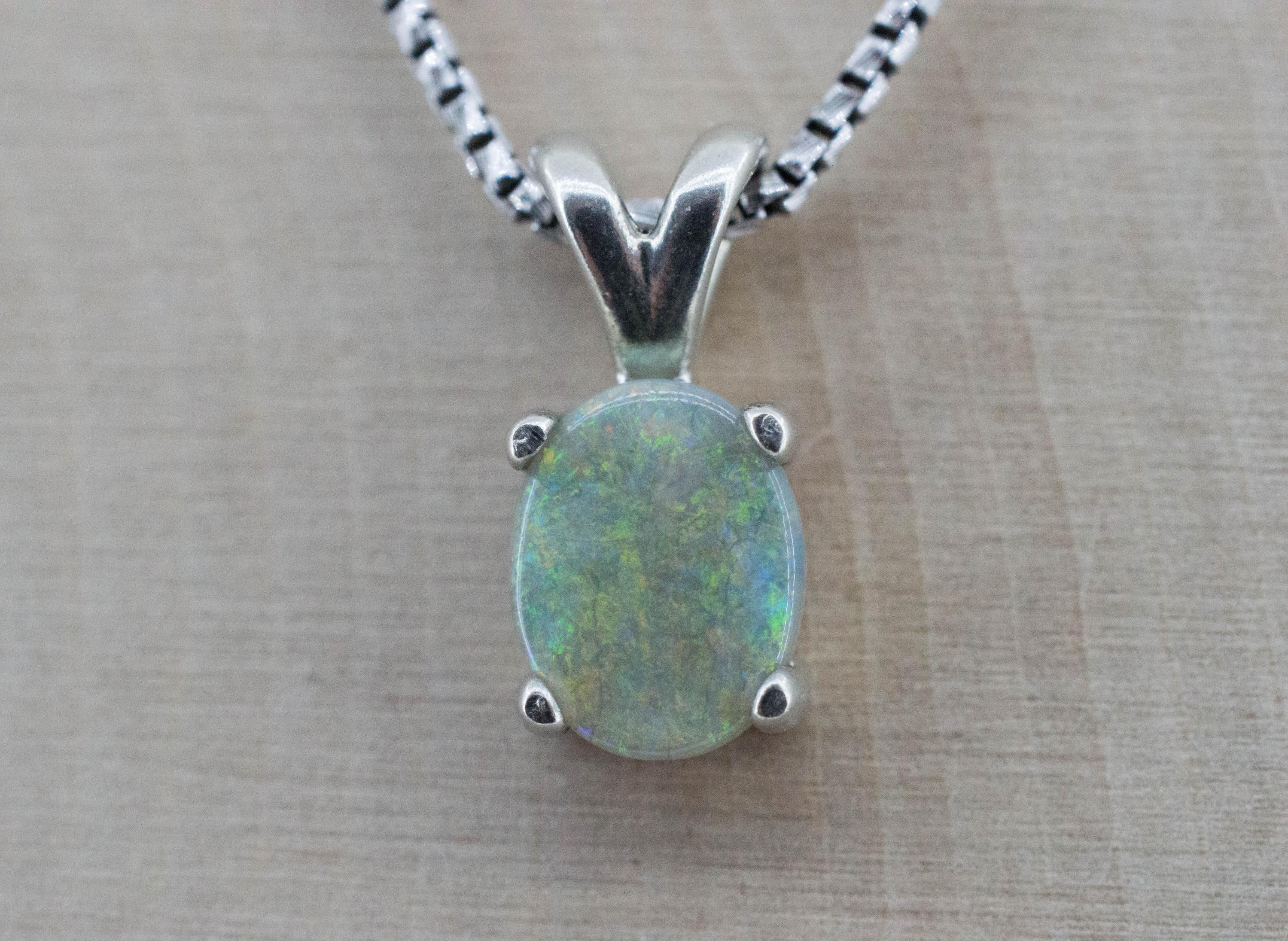 Gray Opal Pendant, Natural Untreated Australian Opal; 0.880cts - Mark Oliver Gems