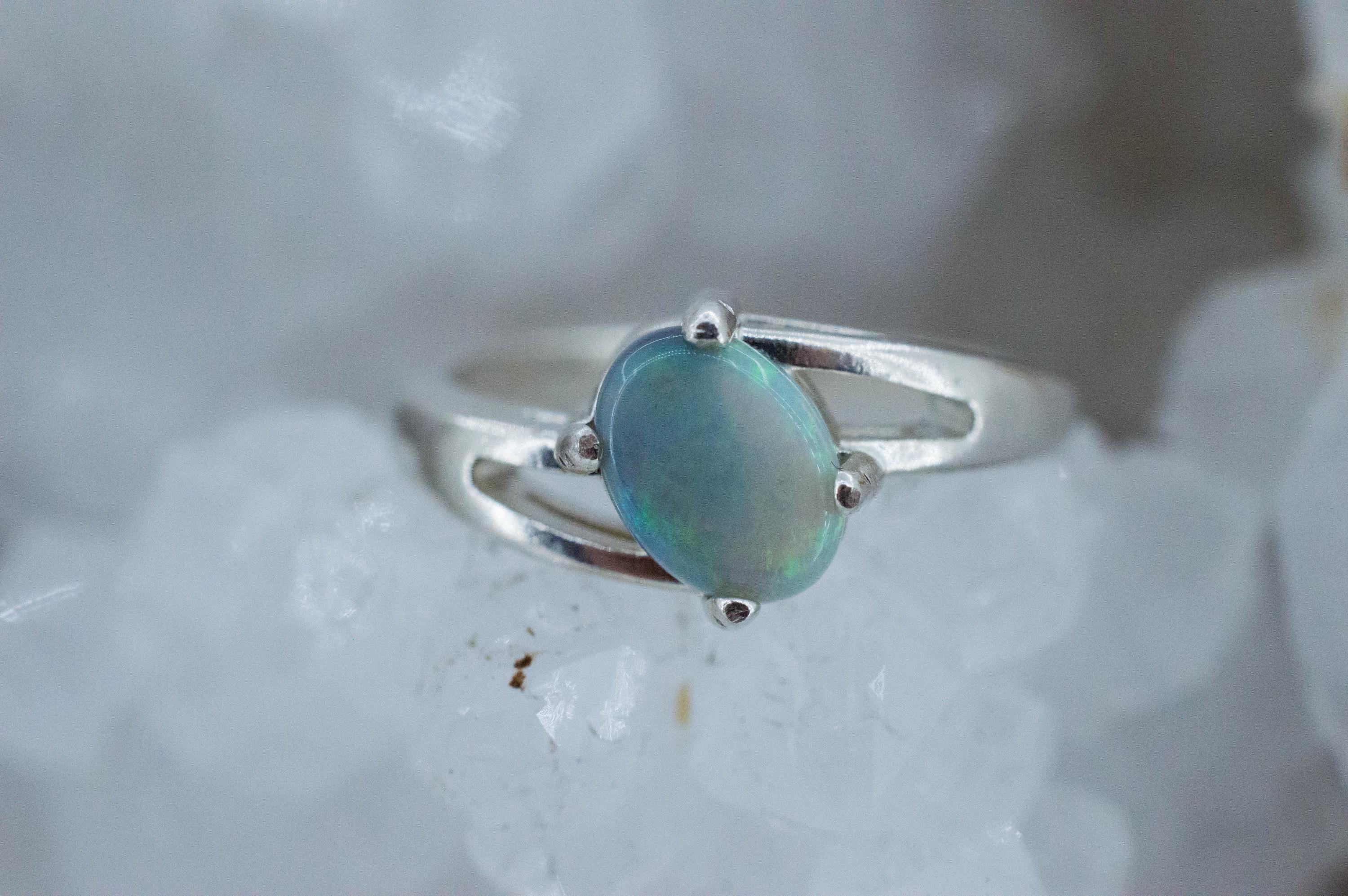 Gray Opal Ring, Natural Untreated Australian Opal; 0.775cts - Mark Oliver Gems