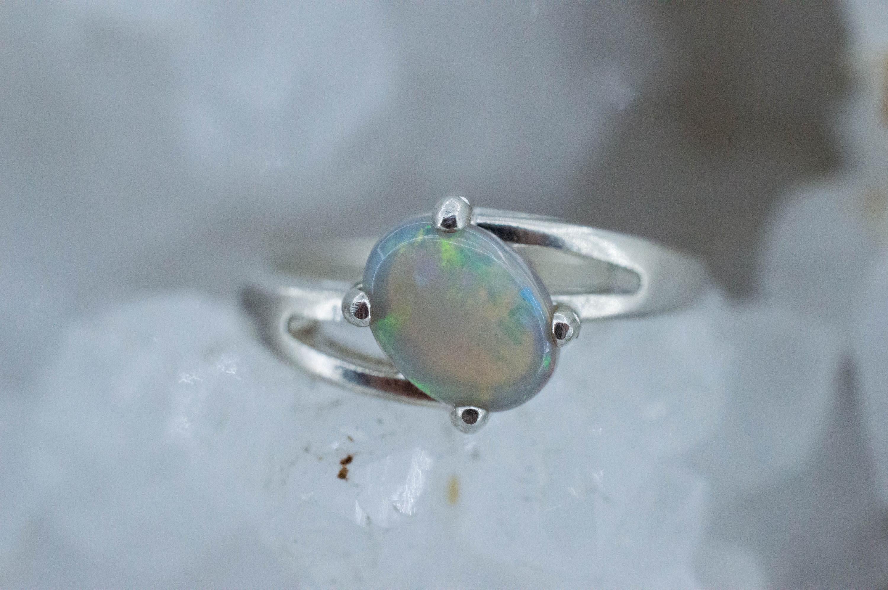 Gray Opal Ring, Natural Untreated Australian Opal; 0.880cts - Mark Oliver Gems