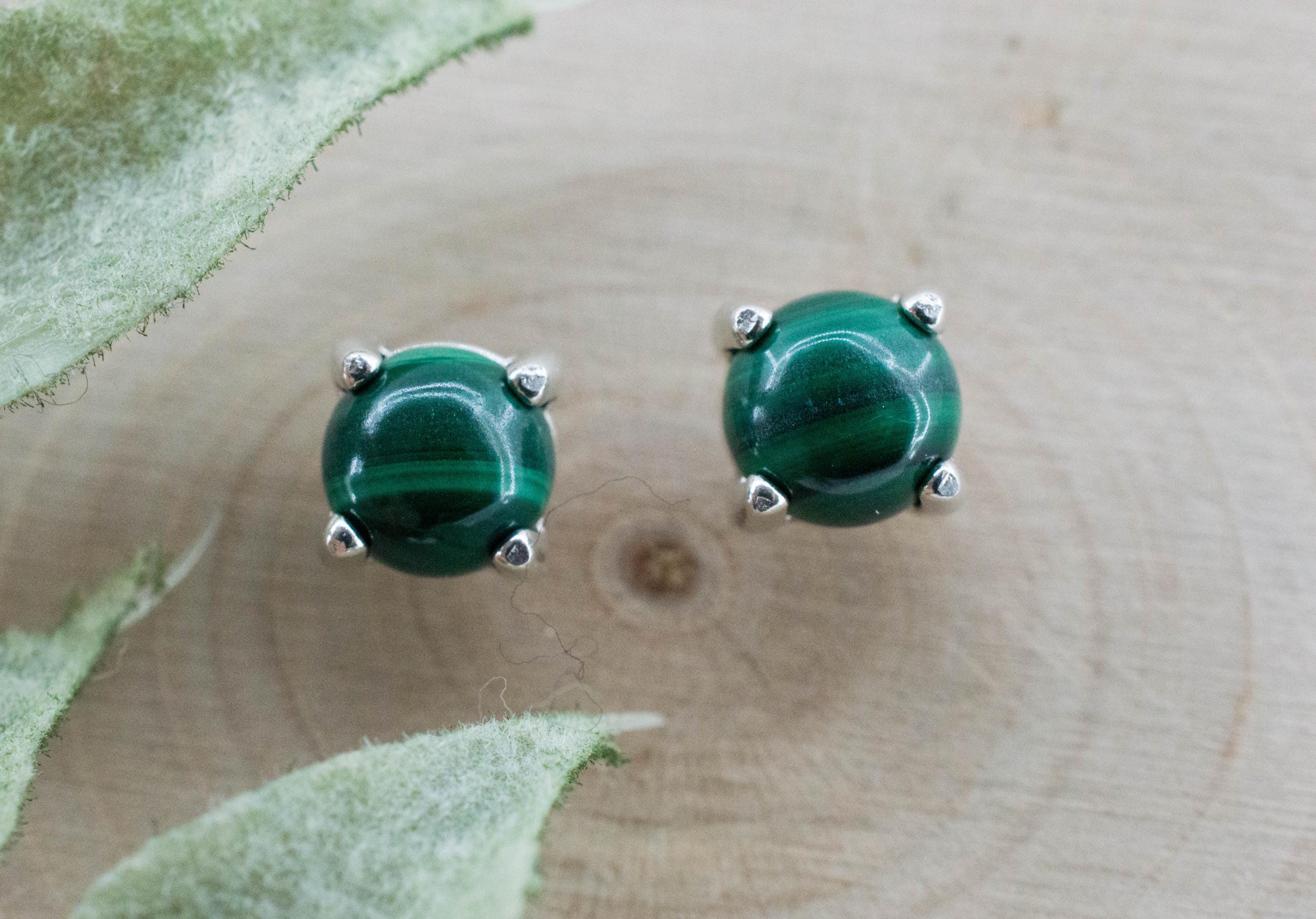 Malachite Earrings; Natural Untreated Congo Malachite; 2.175cts - Mark Oliver Gems