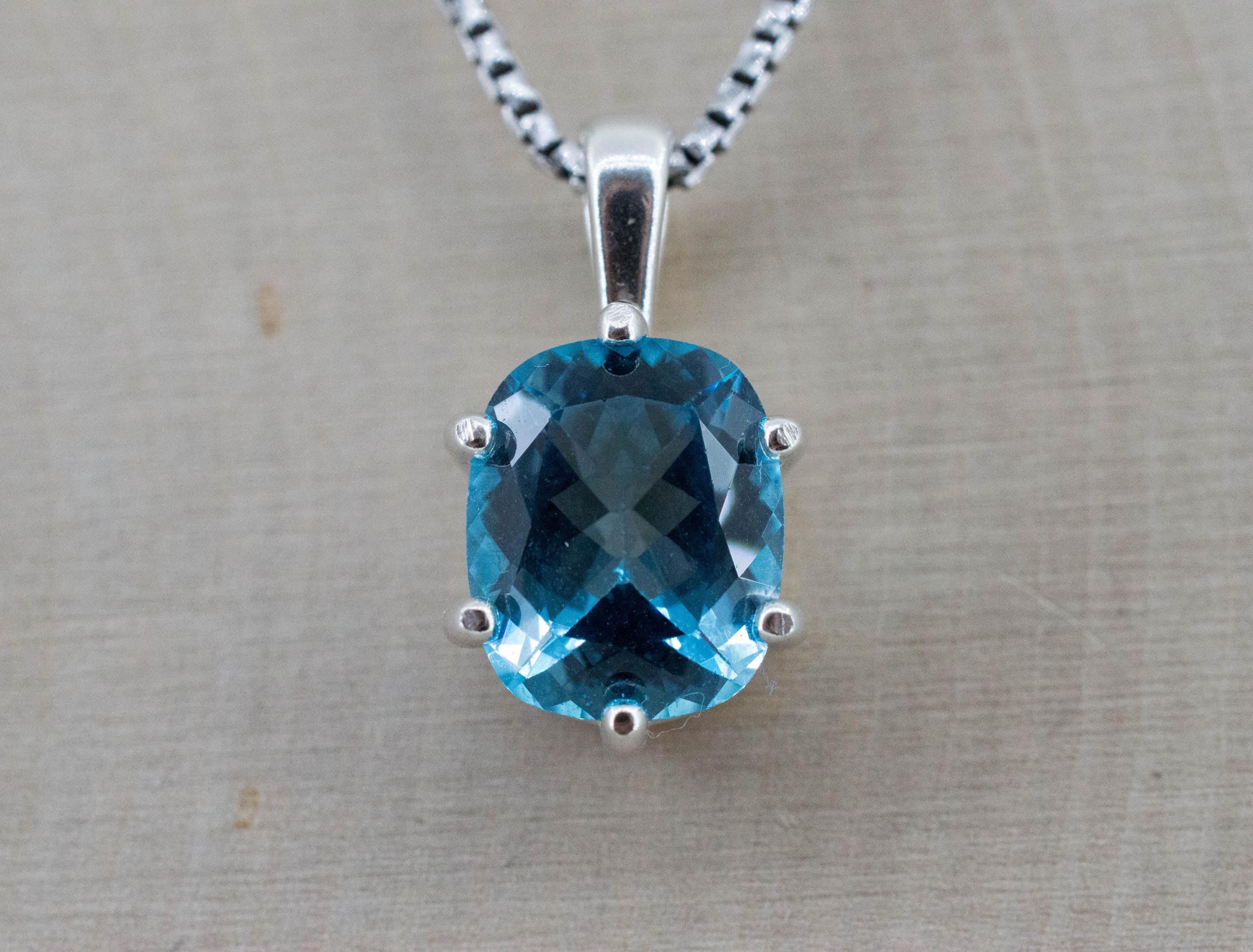 Blue Topaz Pendant; Genuine Brazil Topaz; 4.235cts - Mark Oliver Gems