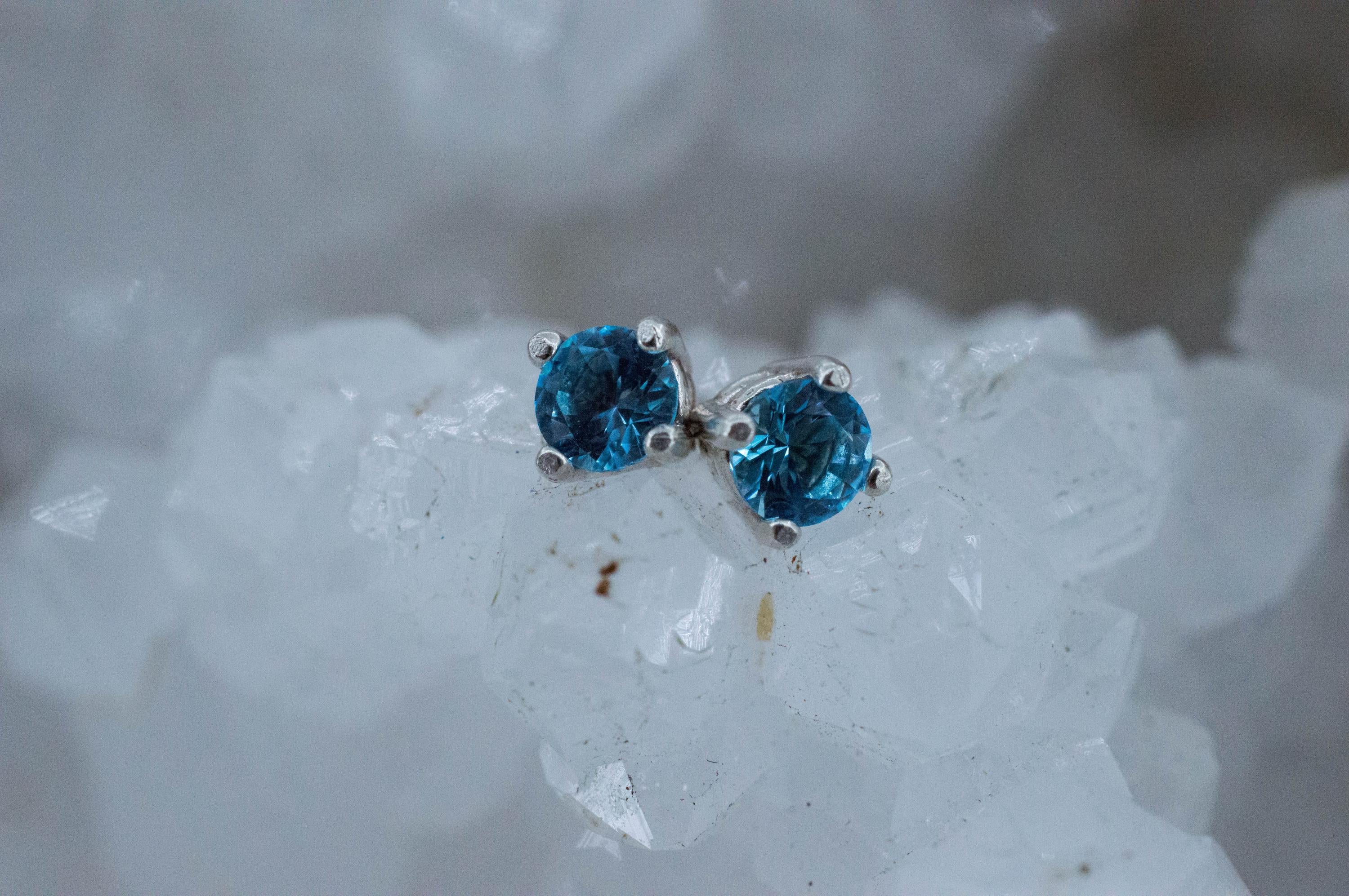 Blue Topaz Earrings; Natural Brazil Topaz; 0.530cts - Mark Oliver Gems