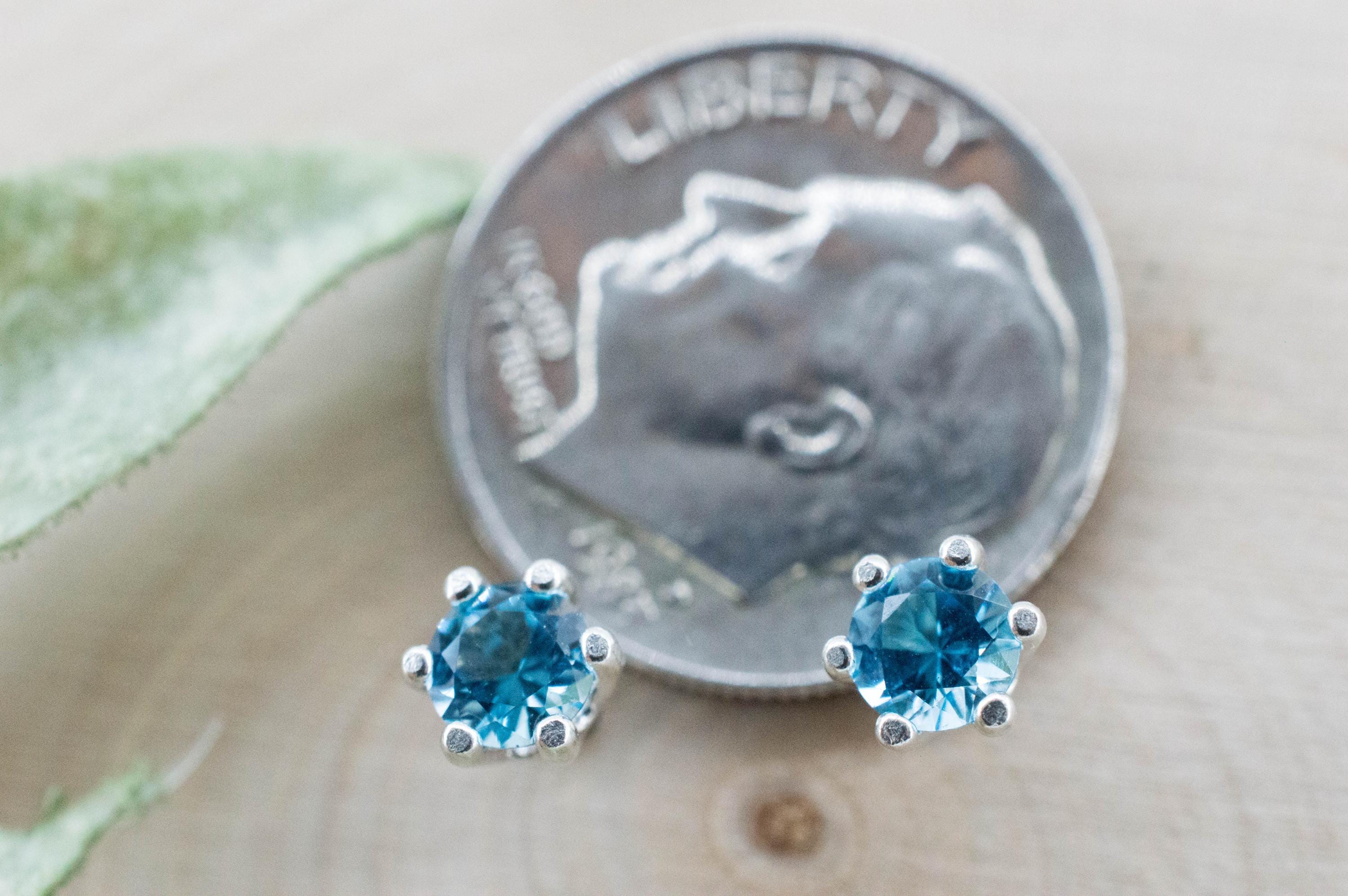 Blue Topaz Earrings; Natural Brazil Topaz; 0.545cts - Mark Oliver Gems