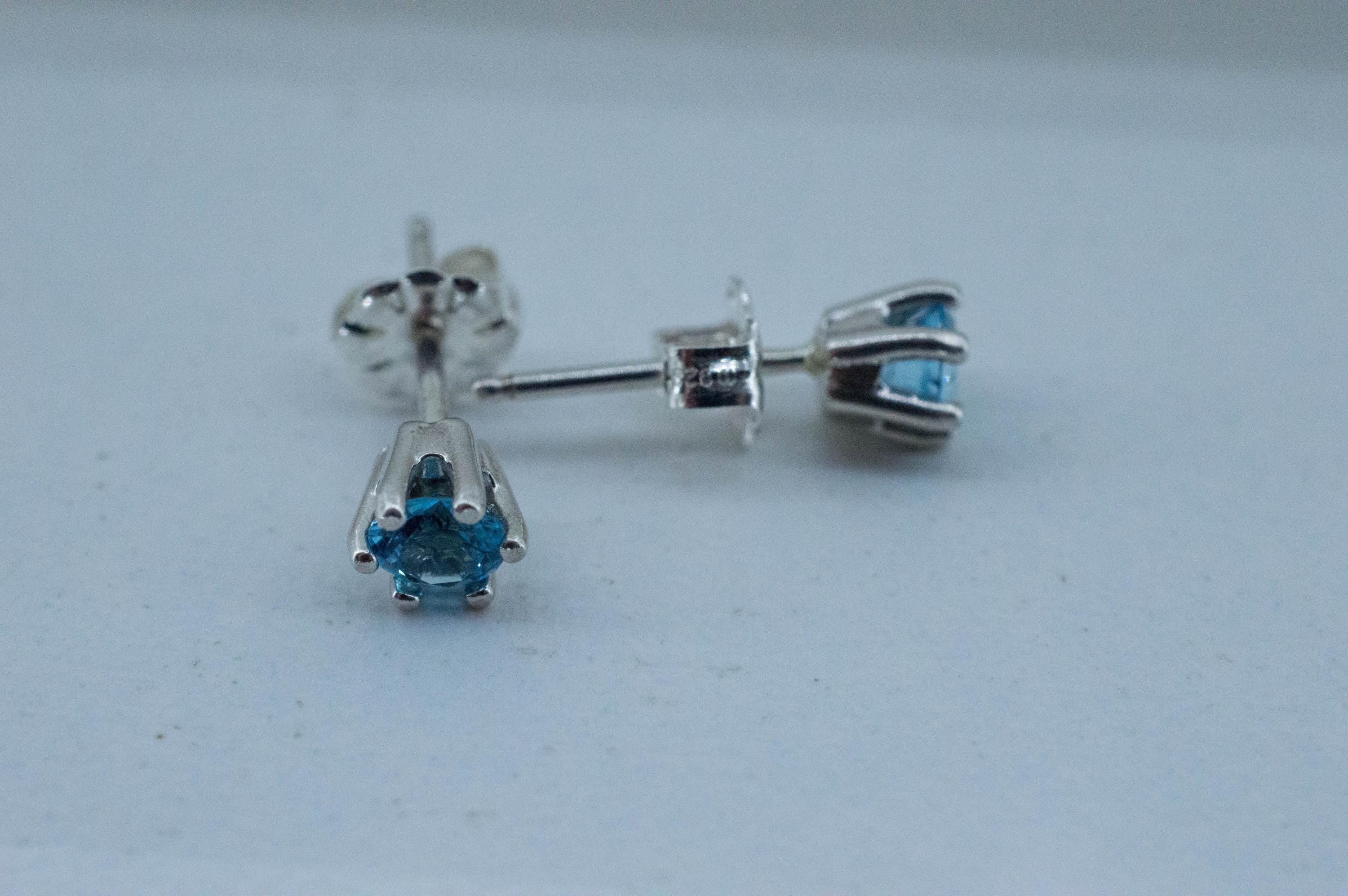 Blue Topaz Earrings; Natural Brazil Topaz; 0.545cts - Mark Oliver Gems
