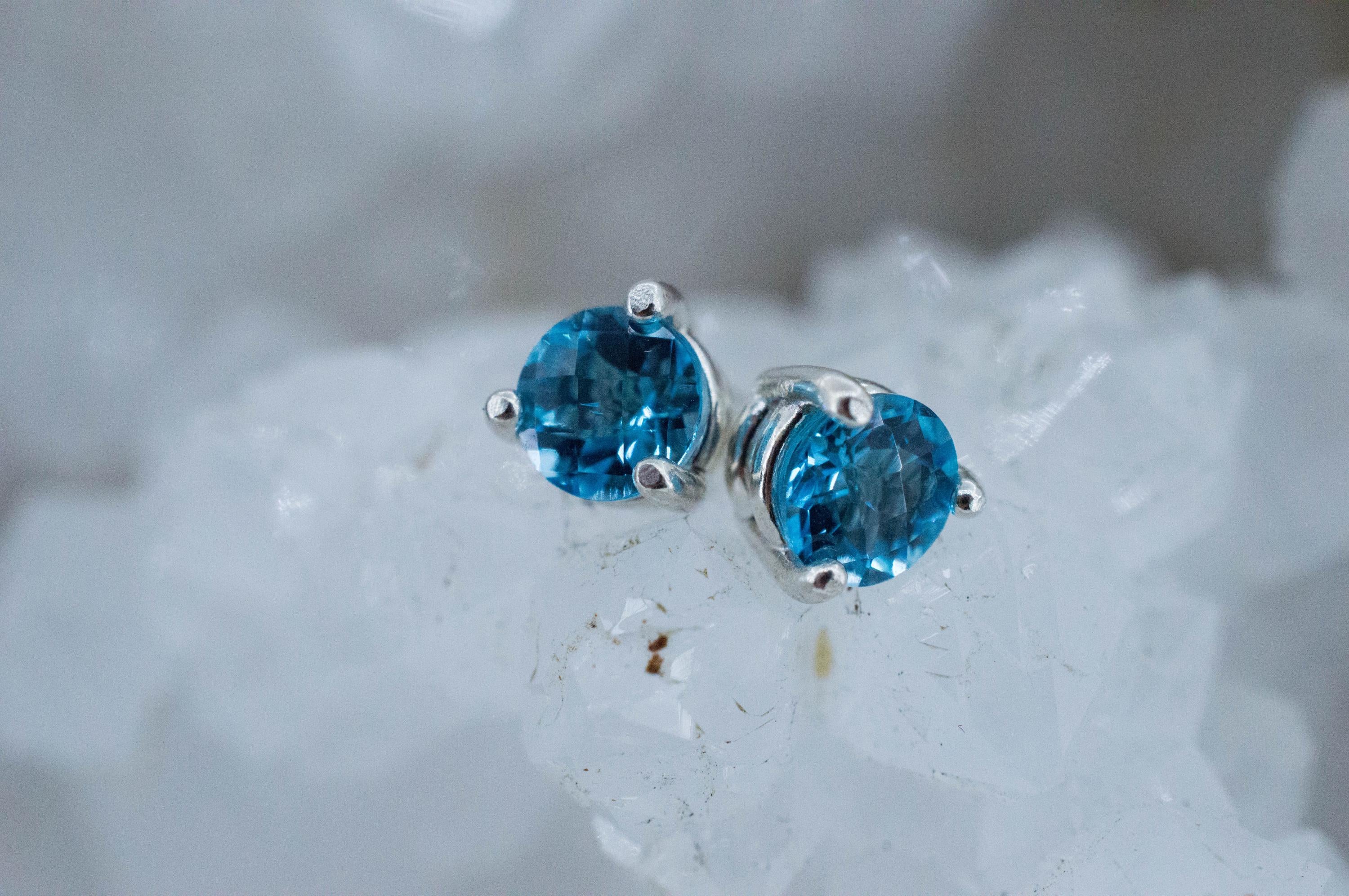Blue Topaz Earrings; Natural Brazil Topaz; 1.095cts - Mark Oliver Gems