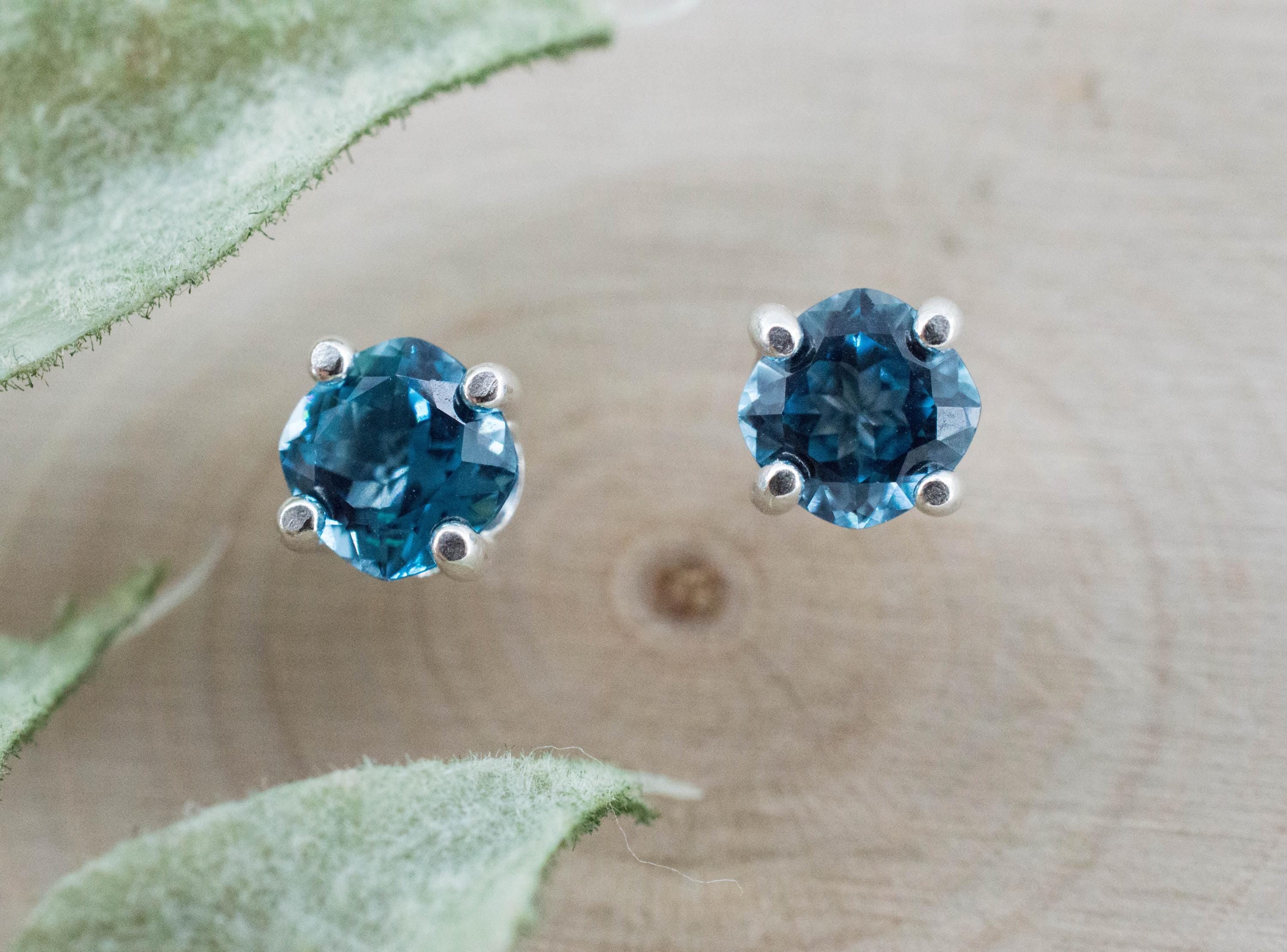 Blue Topaz Earrings; Natural Brazil Topaz; 1.280cts - Mark Oliver Gems