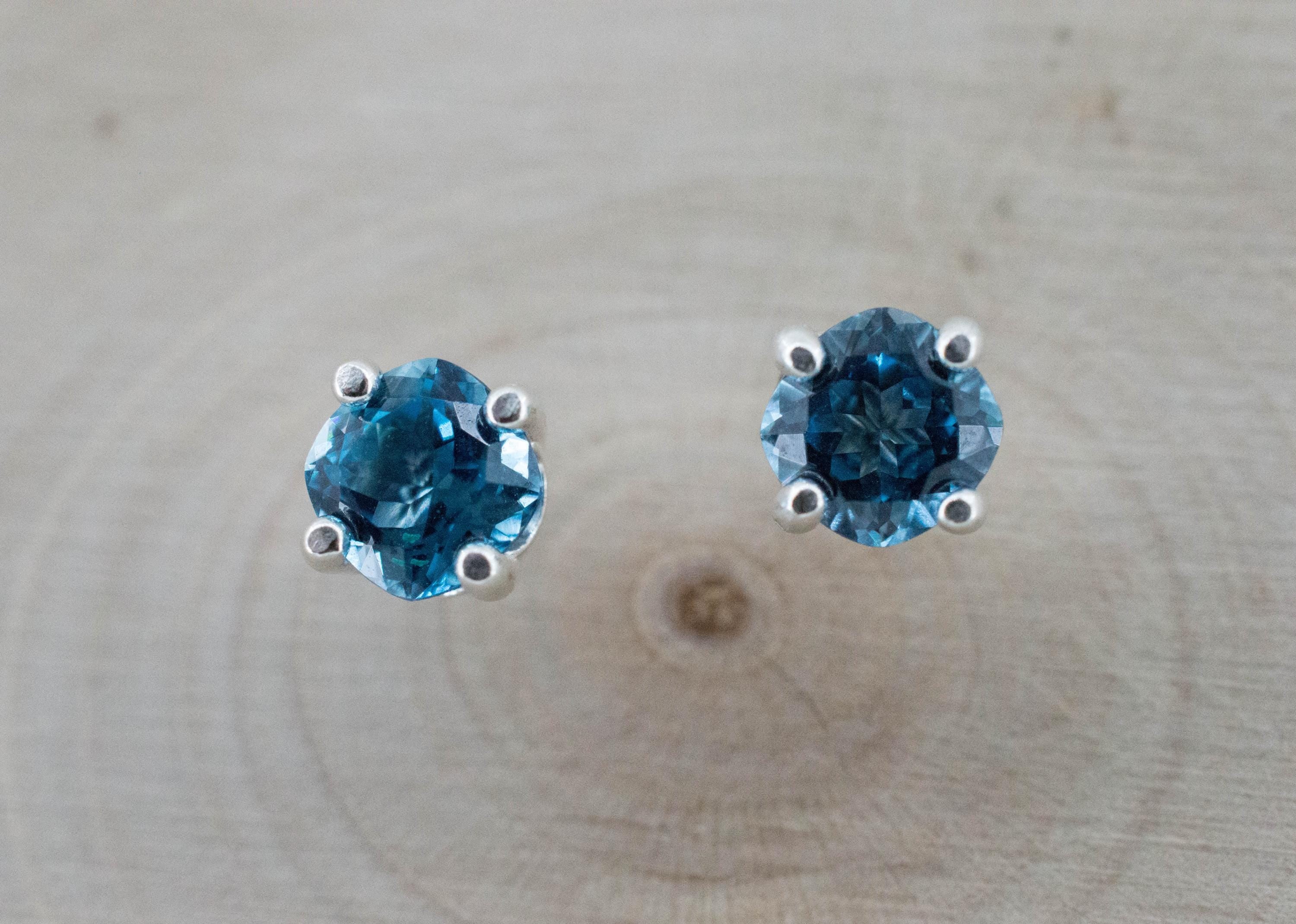 Blue Topaz Earrings; Natural Brazil Topaz; 1.280cts - Mark Oliver Gems