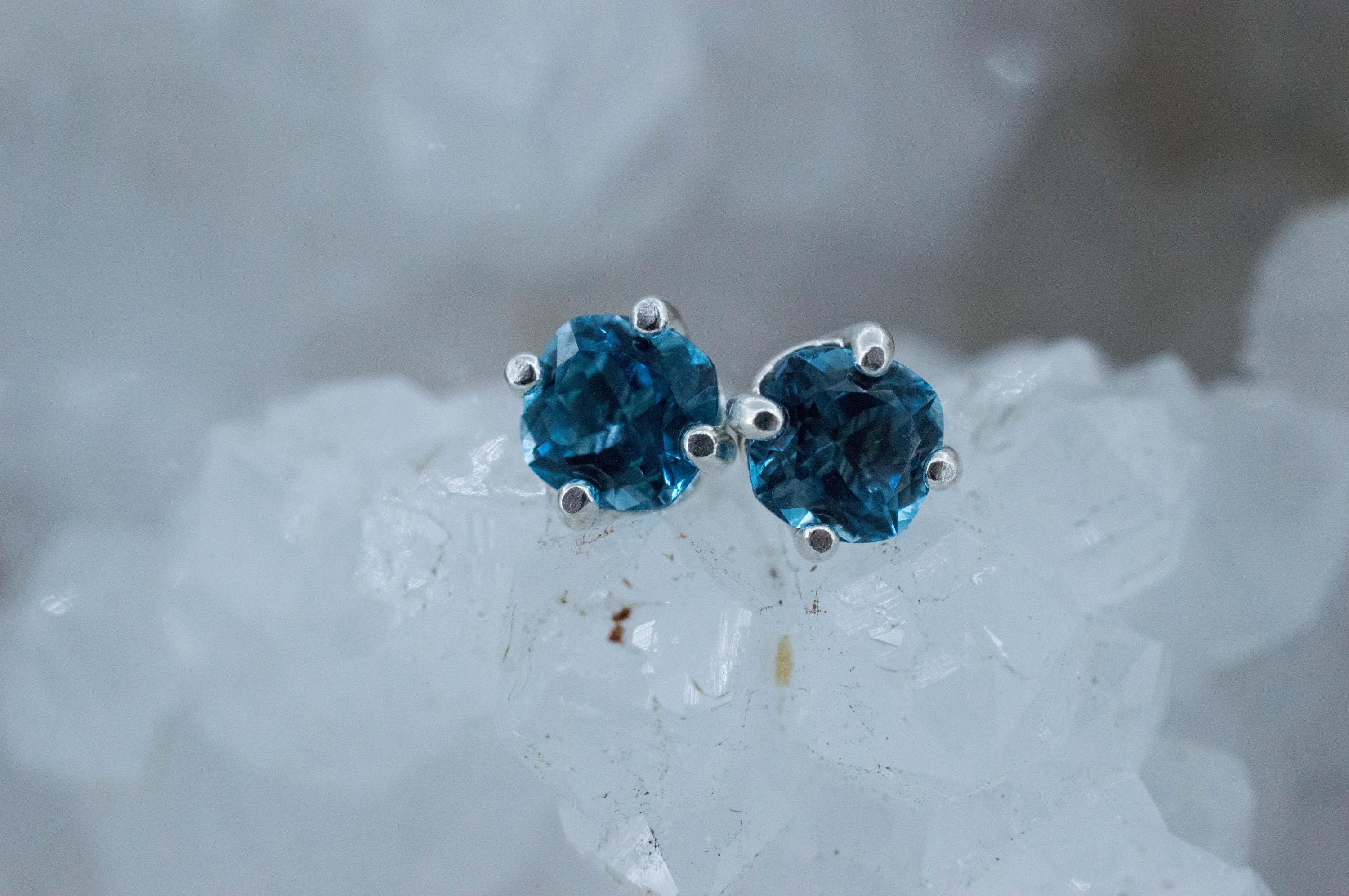 Blue Topaz Earrings; Natural Brazil Topaz; 1.280cts - Mark Oliver Gems