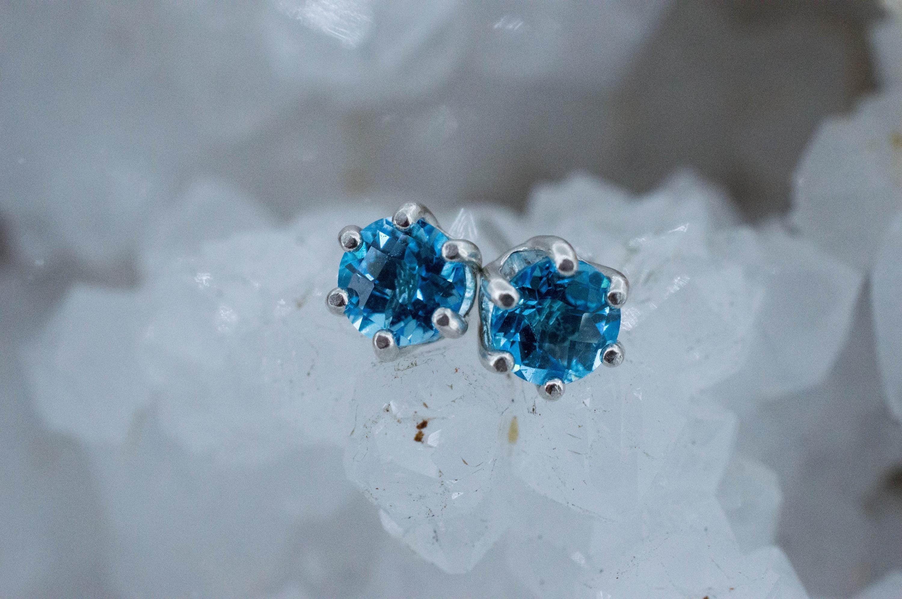 Blue Topaz Earrings; Natural Brazil Topaz; 1.820cts - Mark Oliver Gems