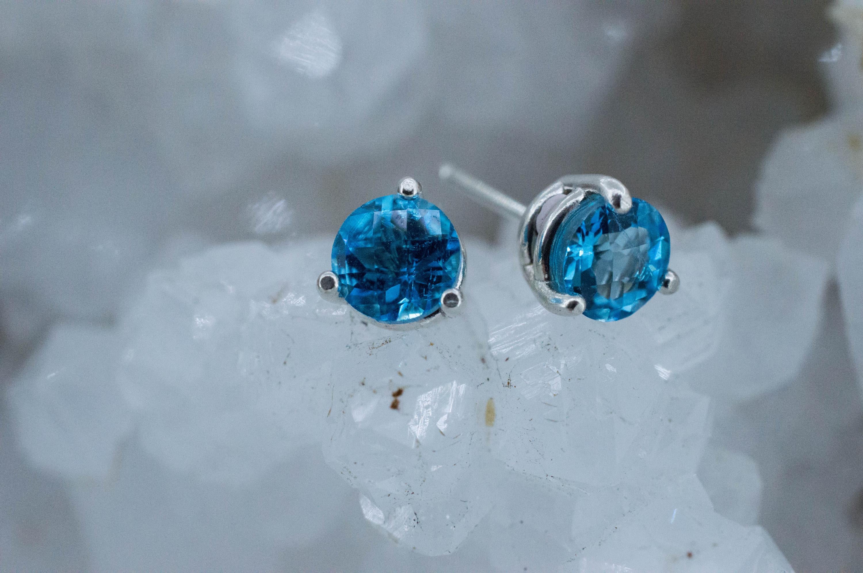 Blue Topaz Earrings; Natural Brazil Topaz; 1.905cts - Mark Oliver Gems