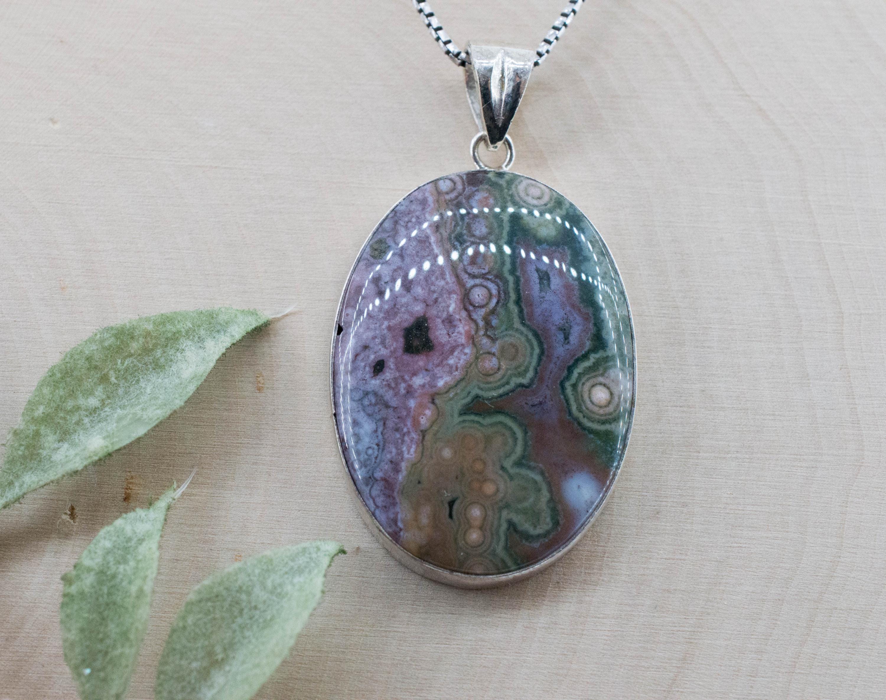 Ocean Jasper Pendant; Natural Untreated Madagascar Jasper - Mark Oliver Gems