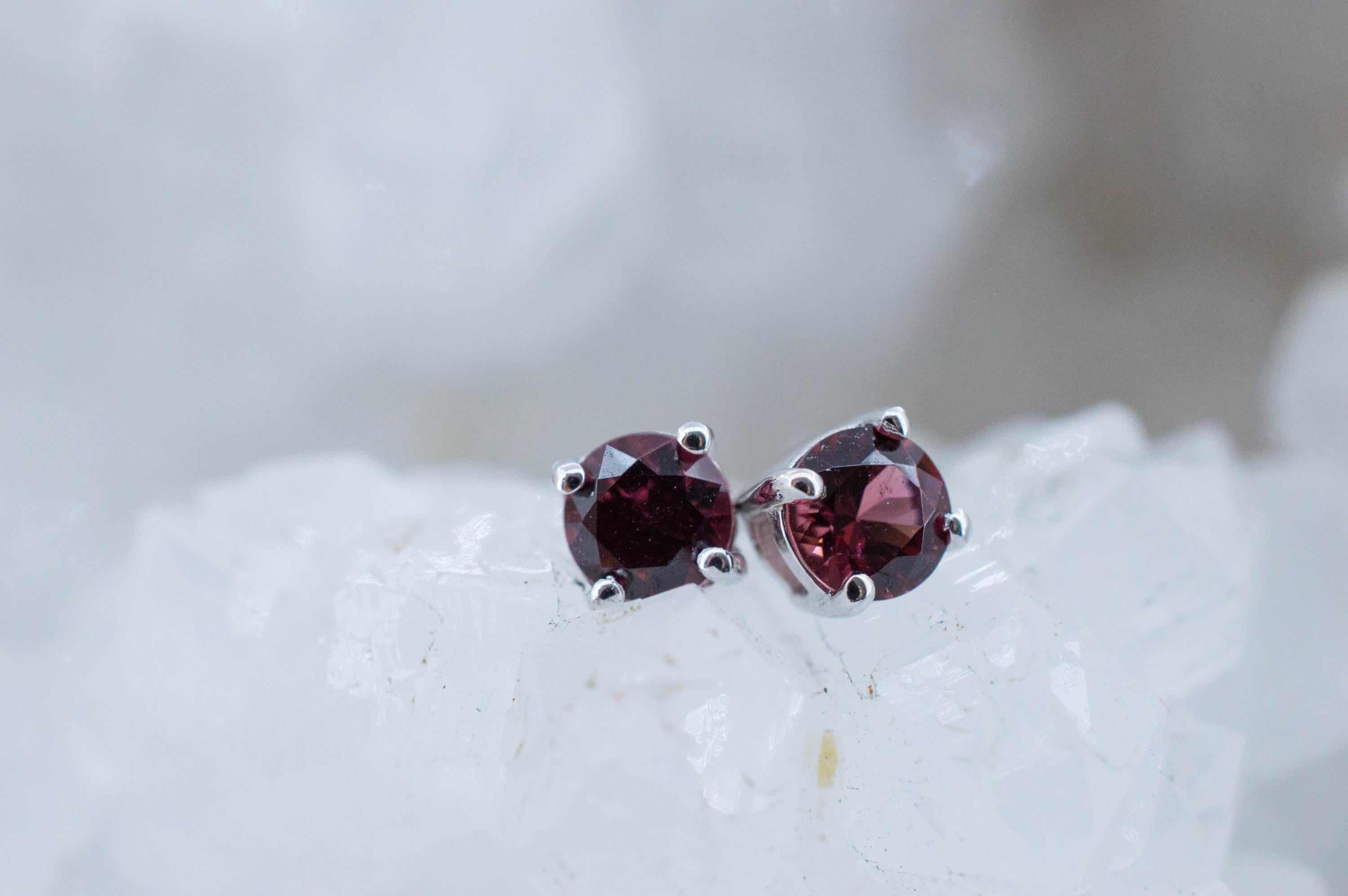 Pomegranate Sapphire Earrings, Natural Thailand Sapphire; 0.580cts - Mark Oliver Gems