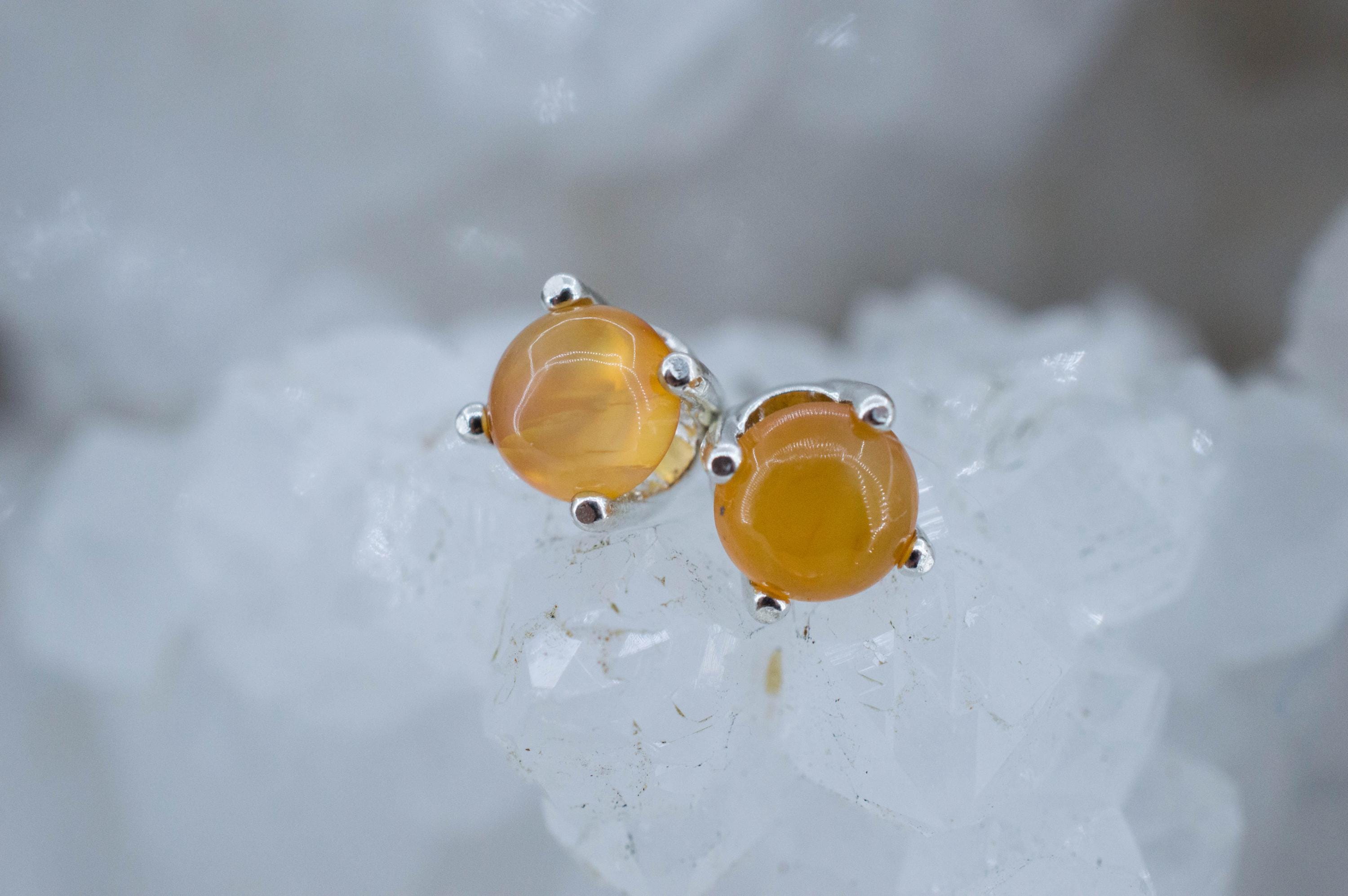Carnelian Earrings, Natural Untreated New Jersey Carnelian; 1.185cts - Mark Oliver Gems