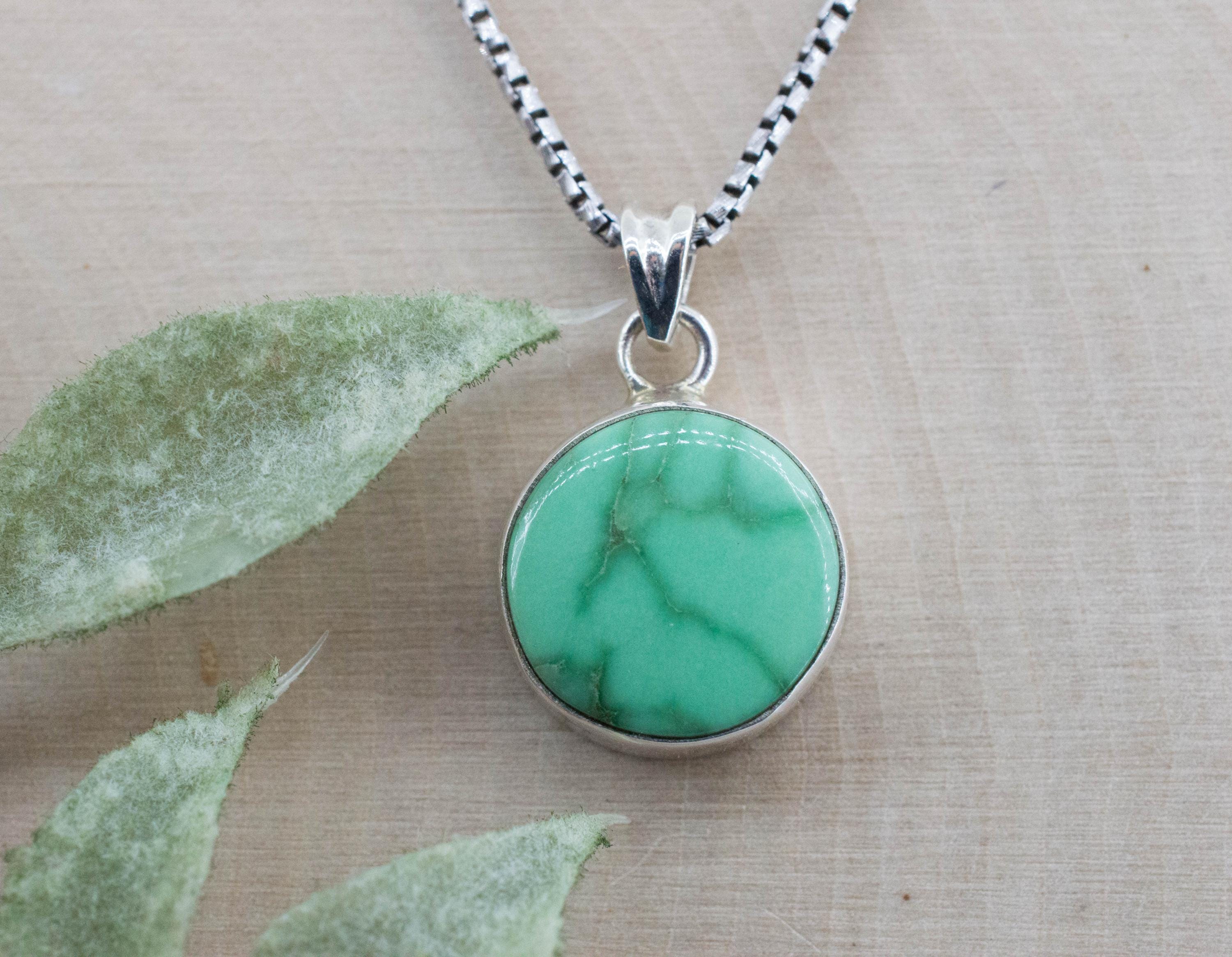 Variscite Pendant, Natural Untreated Australia Variscite; 14mm - Mark Oliver Gems