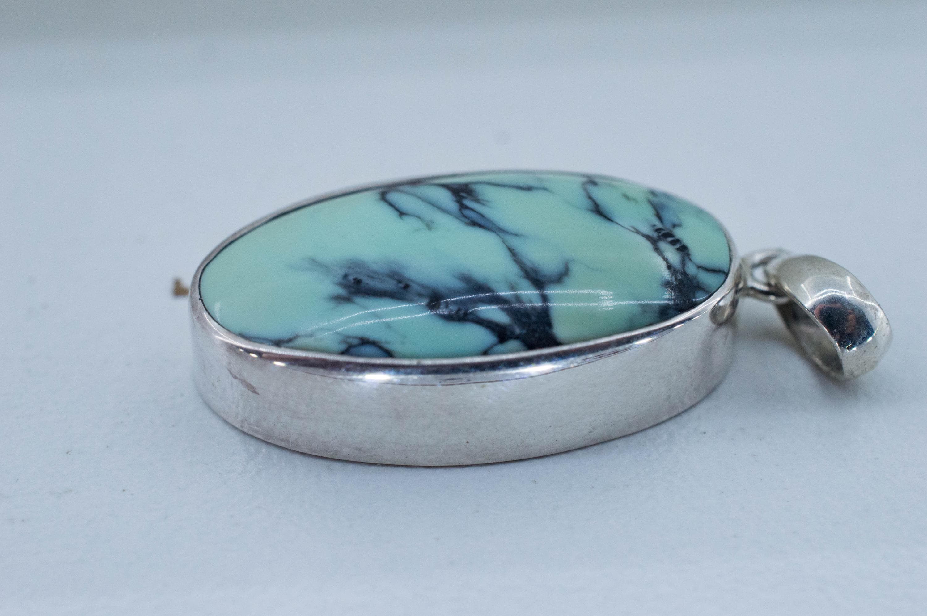 Varisquoise Pendant, Natural Untreated Utah Variscite; 26x15mm - Mark Oliver Gems