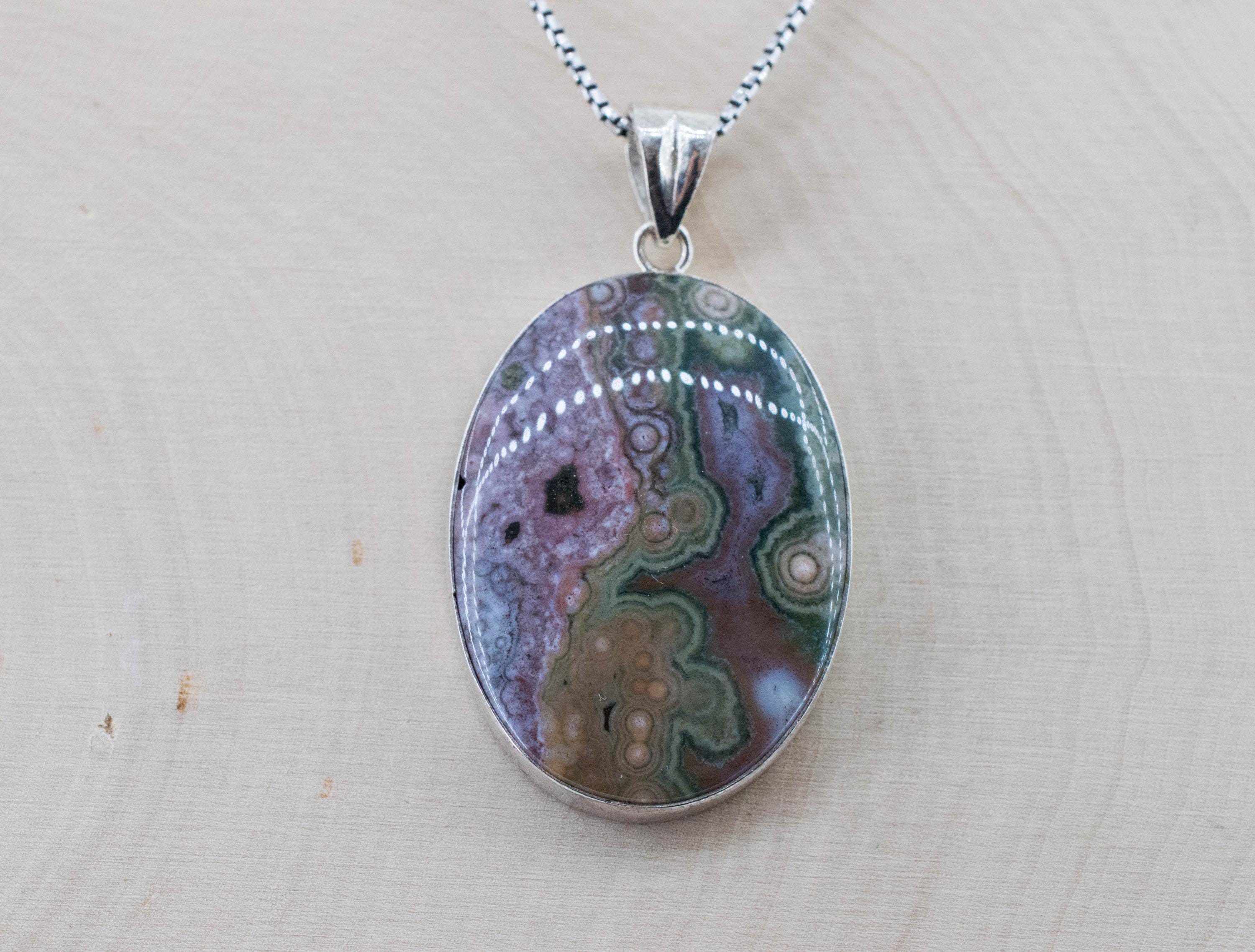 Ocean Jasper Pendant; Natural Untreated Madagascar Jasper - Mark Oliver Gems