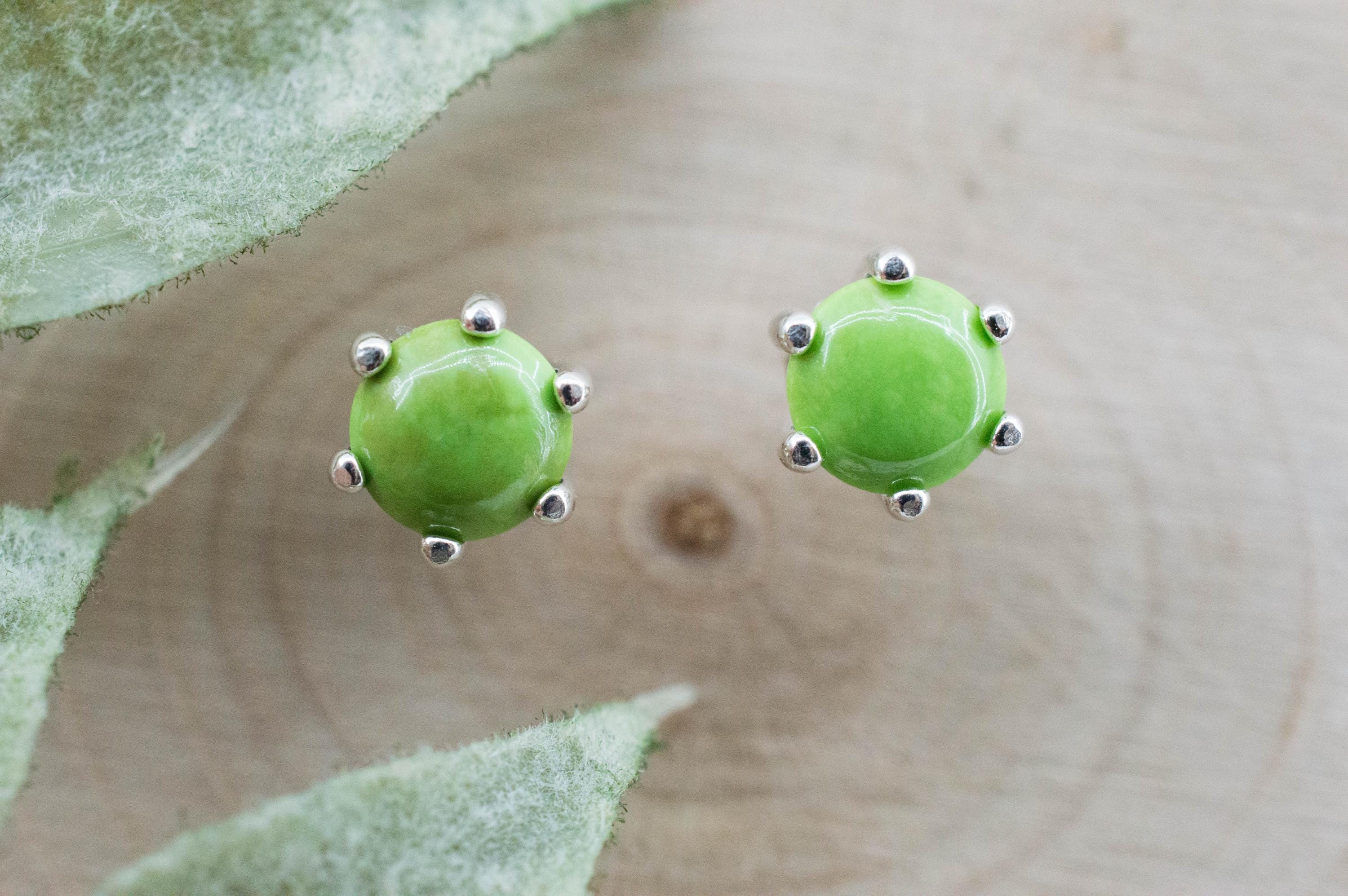 Gaspetite Earrings; Natural Untreated Australian Gaspeite; 0.730cts - Mark Oliver Gems