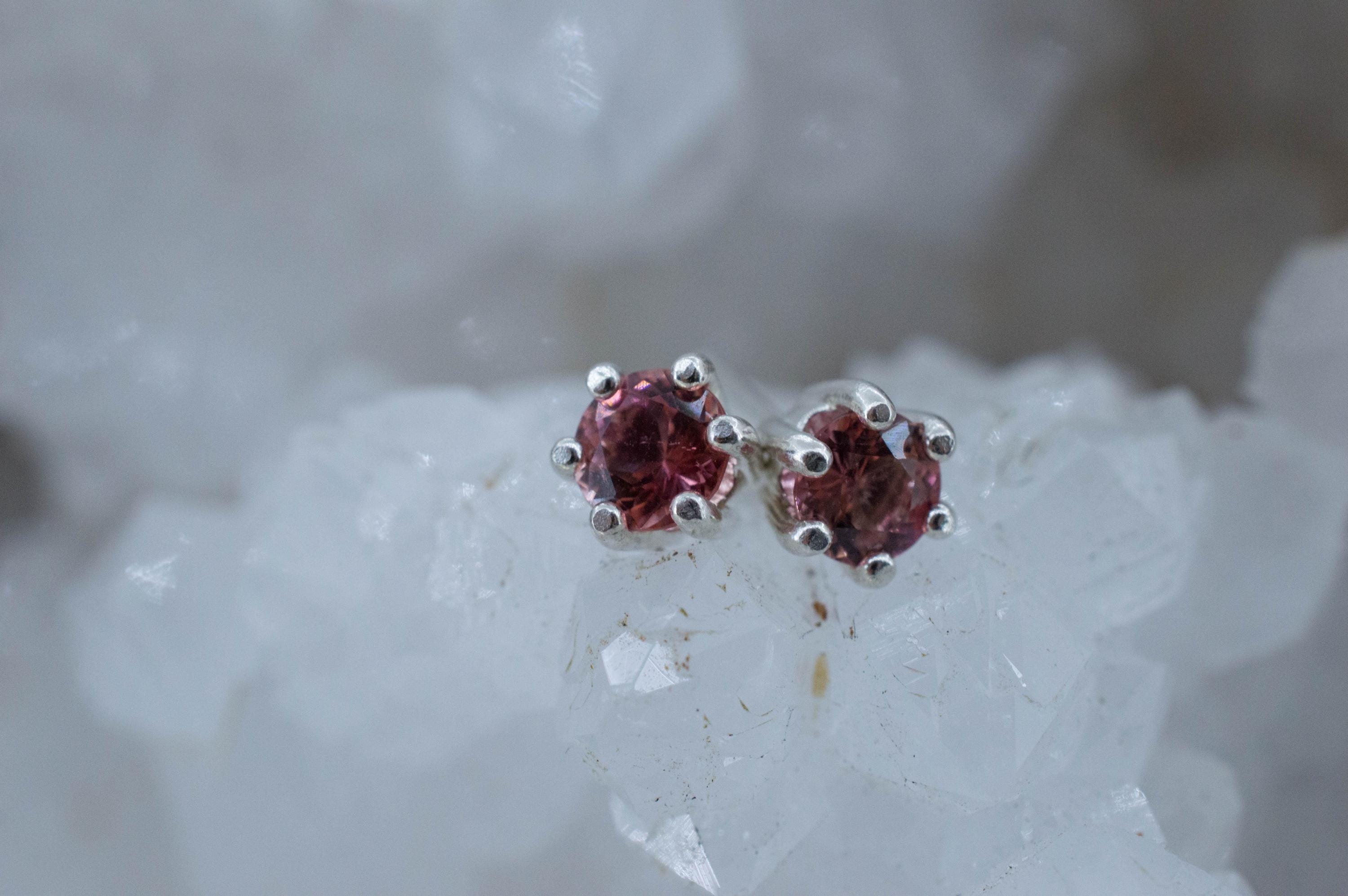 Pink Tourmaline Earrings; Natural Untreated Brazil Pink Tourmaline; 0.705cts - Mark Oliver Gems