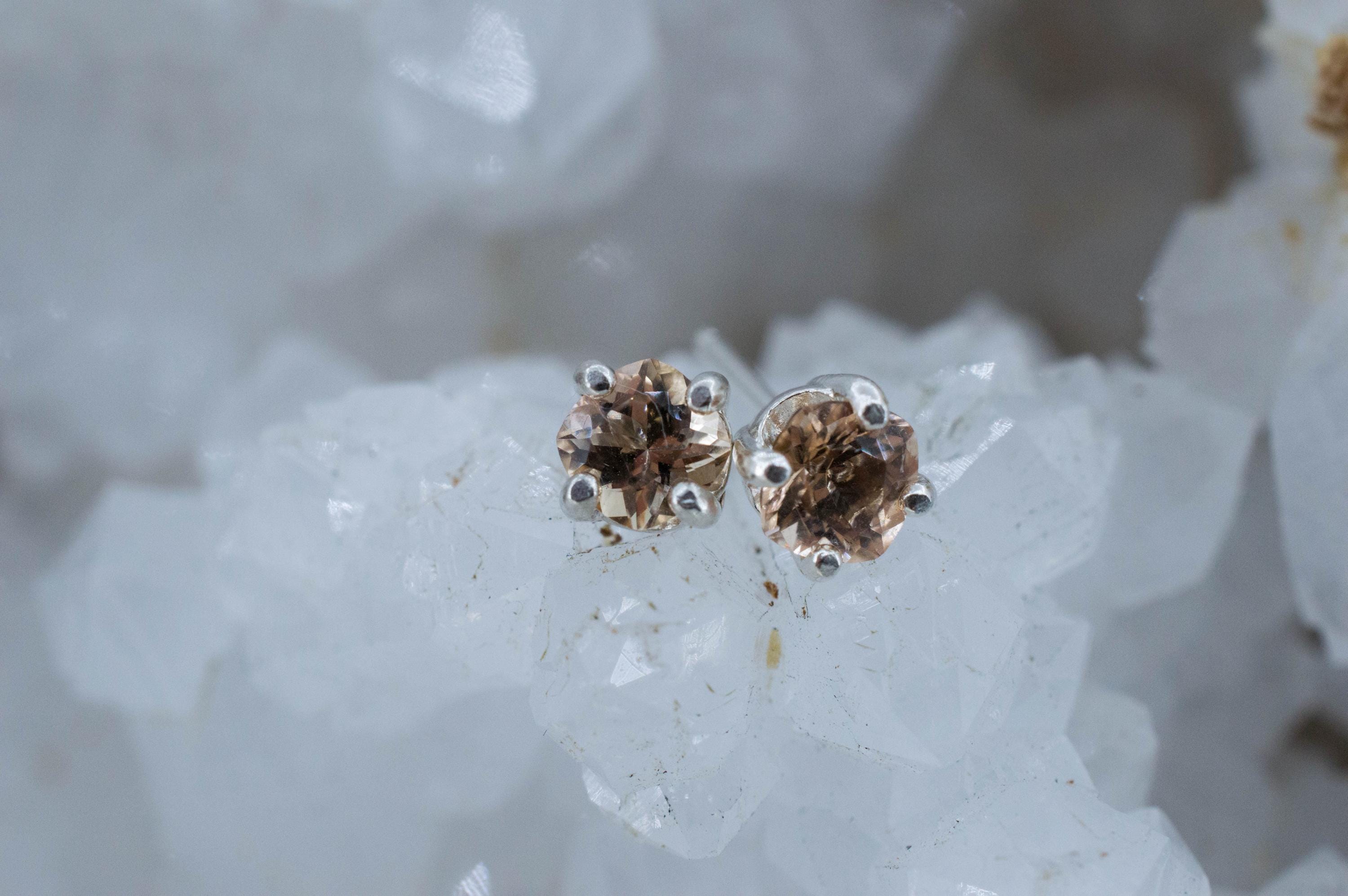 Peach Tourmaline Earrings; Natural Untreated Brazil Pink Tourmaline; 0.970cts - Mark Oliver Gems