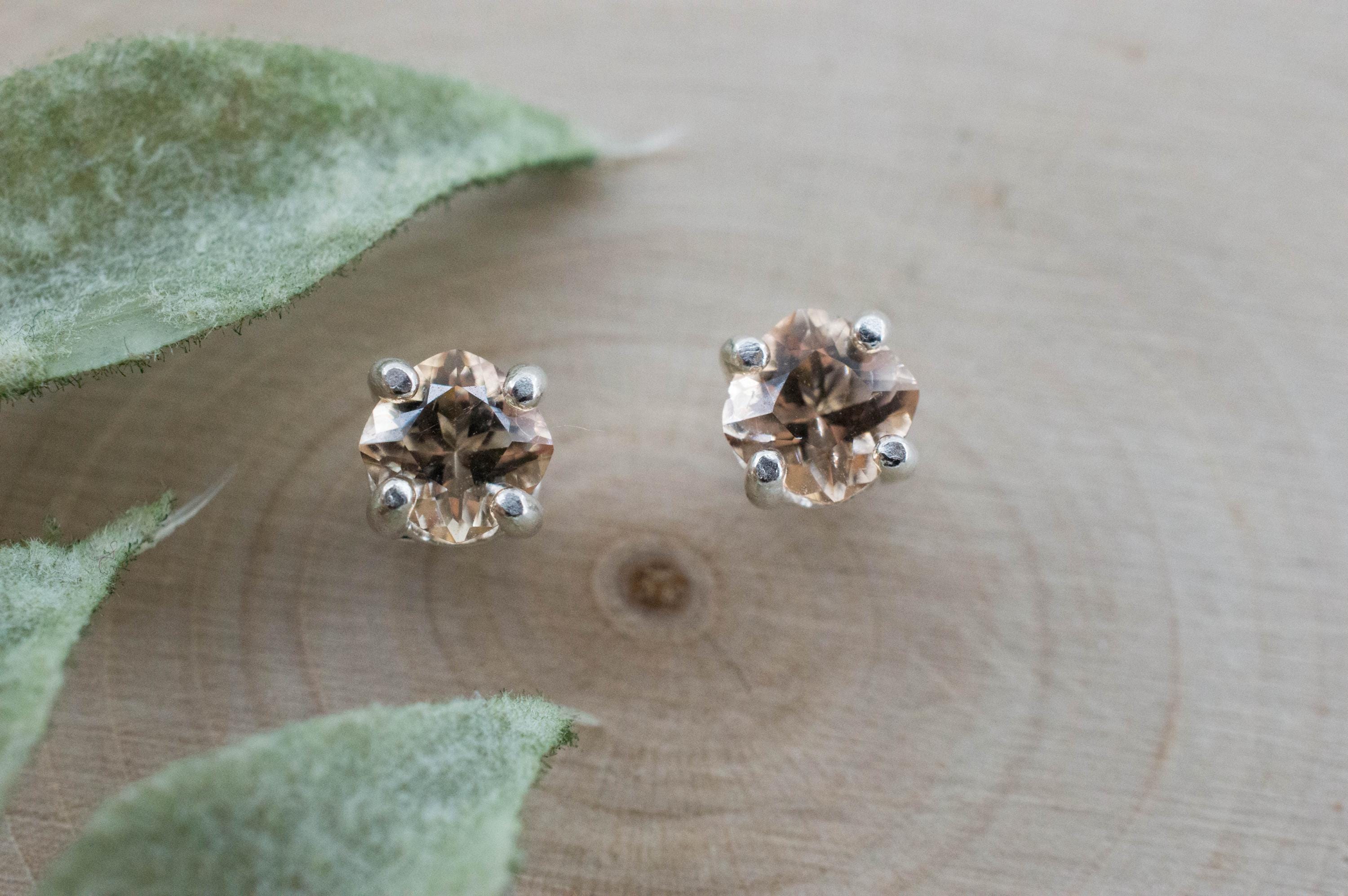 Peach Tourmaline Earrings; Natural Untreated Brazil Pink Tourmaline; 0.970cts - Mark Oliver Gems