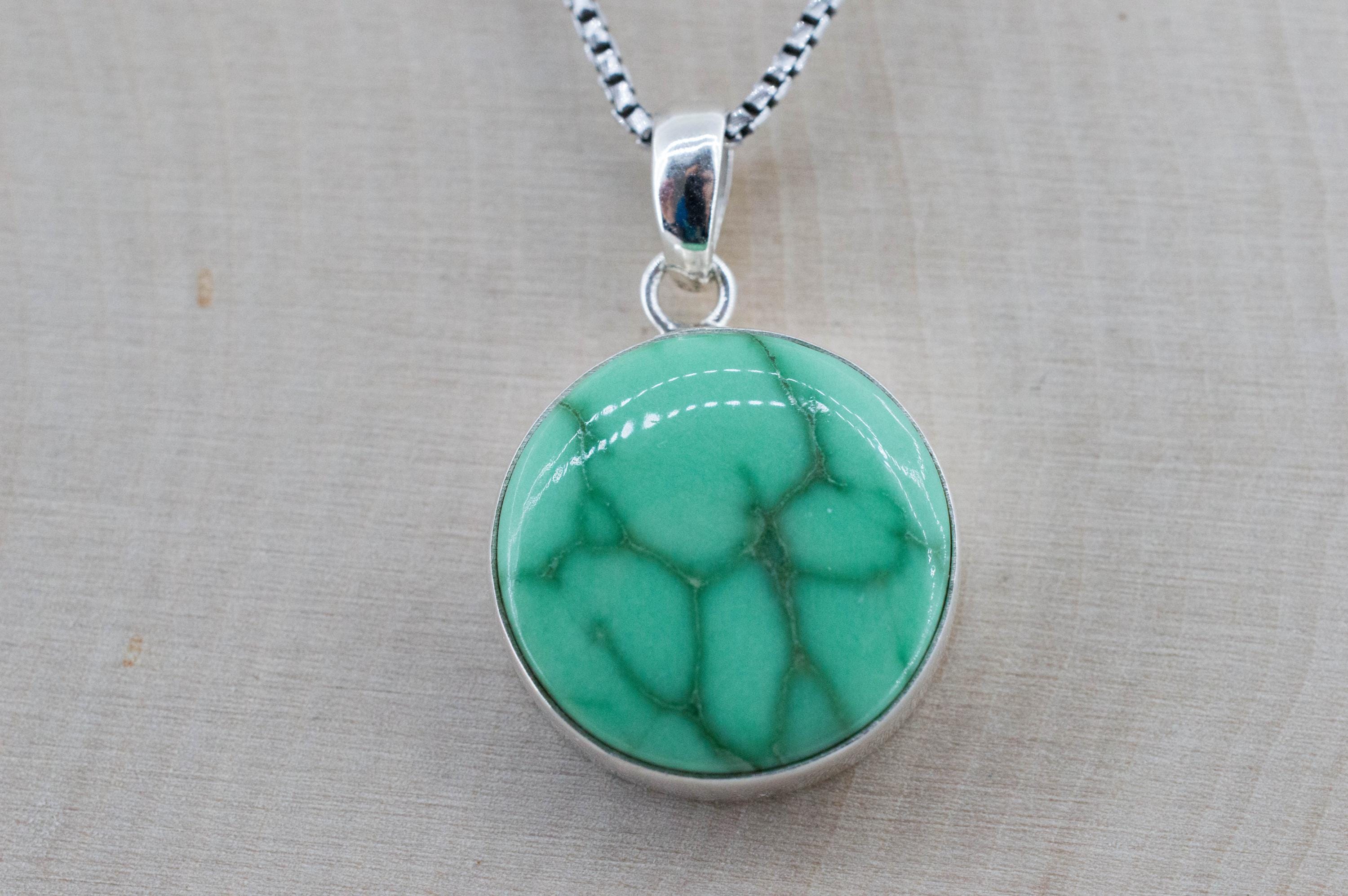 Variscite Pendant, Natural Untreated Australia Variscite; 19mm - Mark Oliver Gems