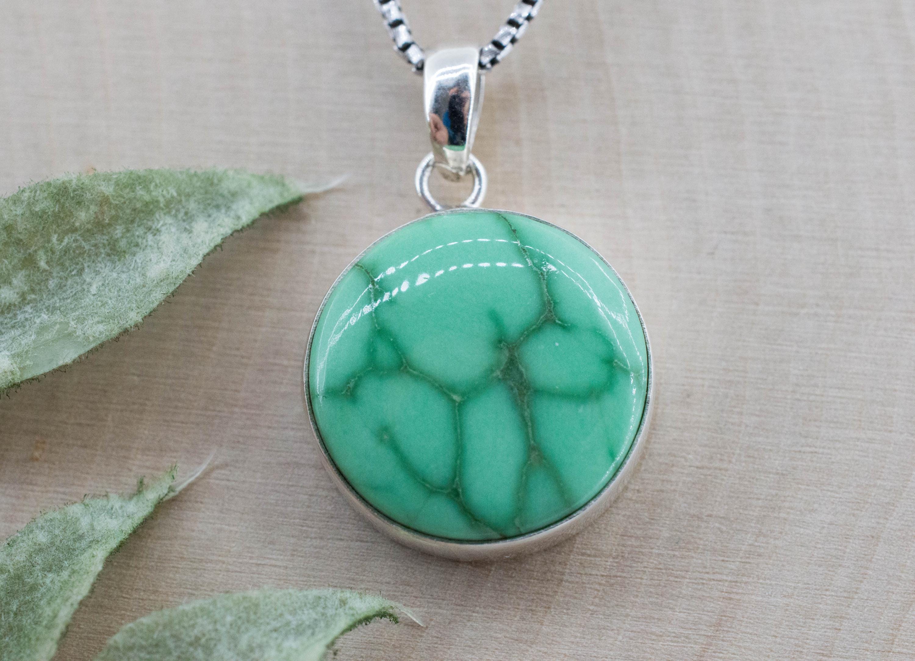 Variscite Pendant, Natural Untreated Australia Variscite; 19mm - Mark Oliver Gems