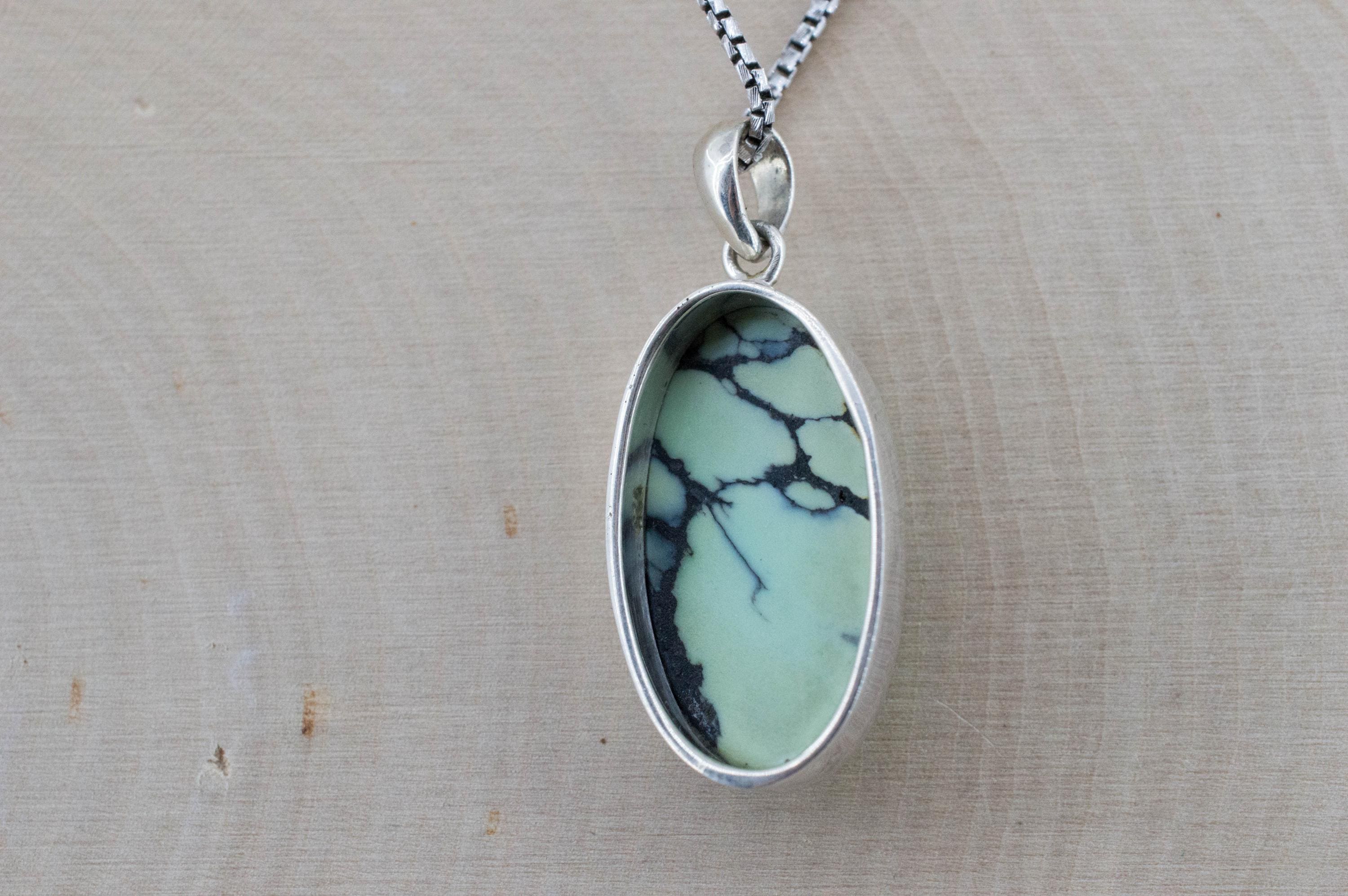 Varisquoise Pendant, Natural Untreated Utah Variscite; 26x15mm - Mark Oliver Gems