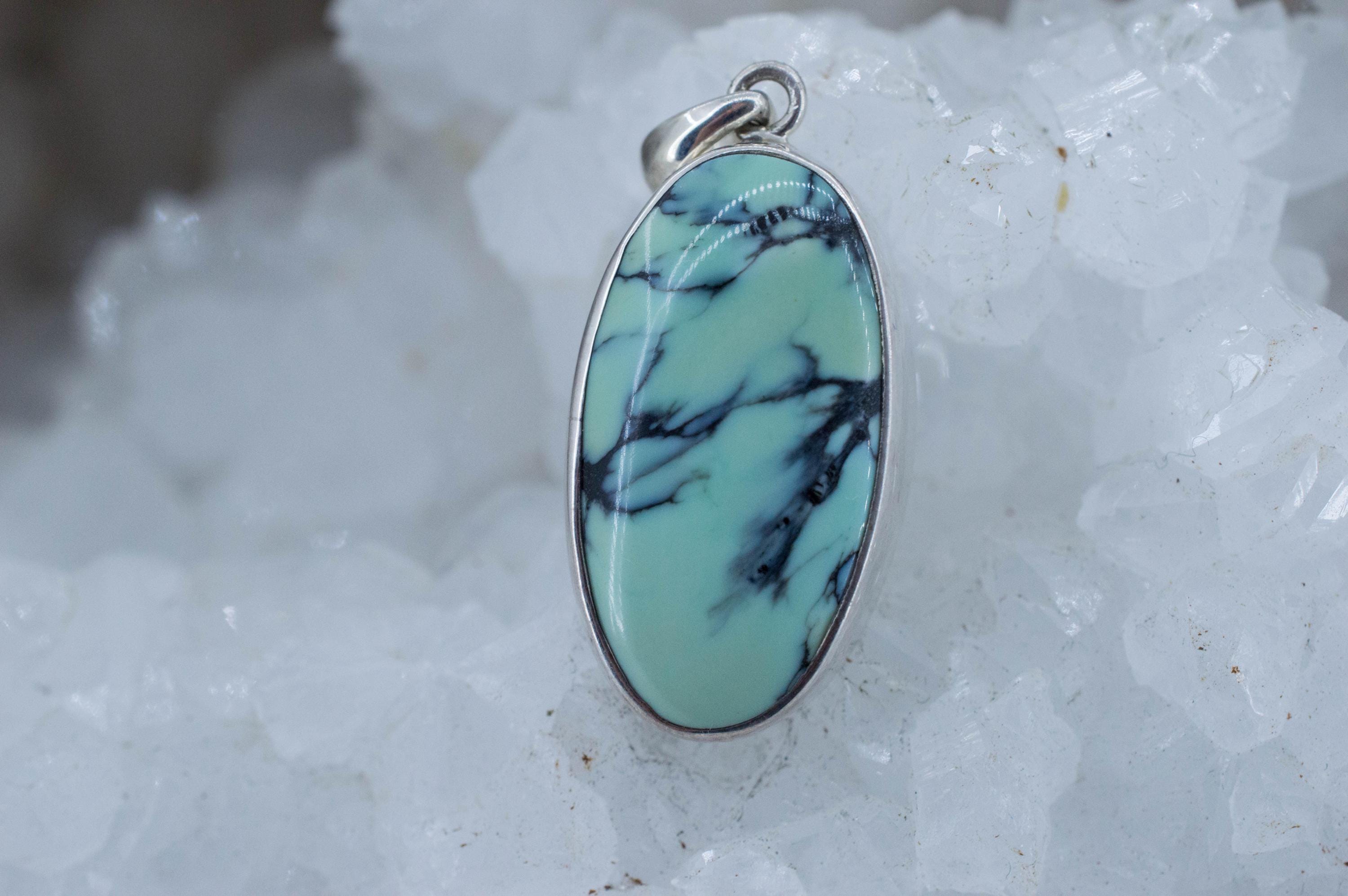 Varisquoise Pendant, Natural Untreated Utah Variscite; 26x15mm - Mark Oliver Gems