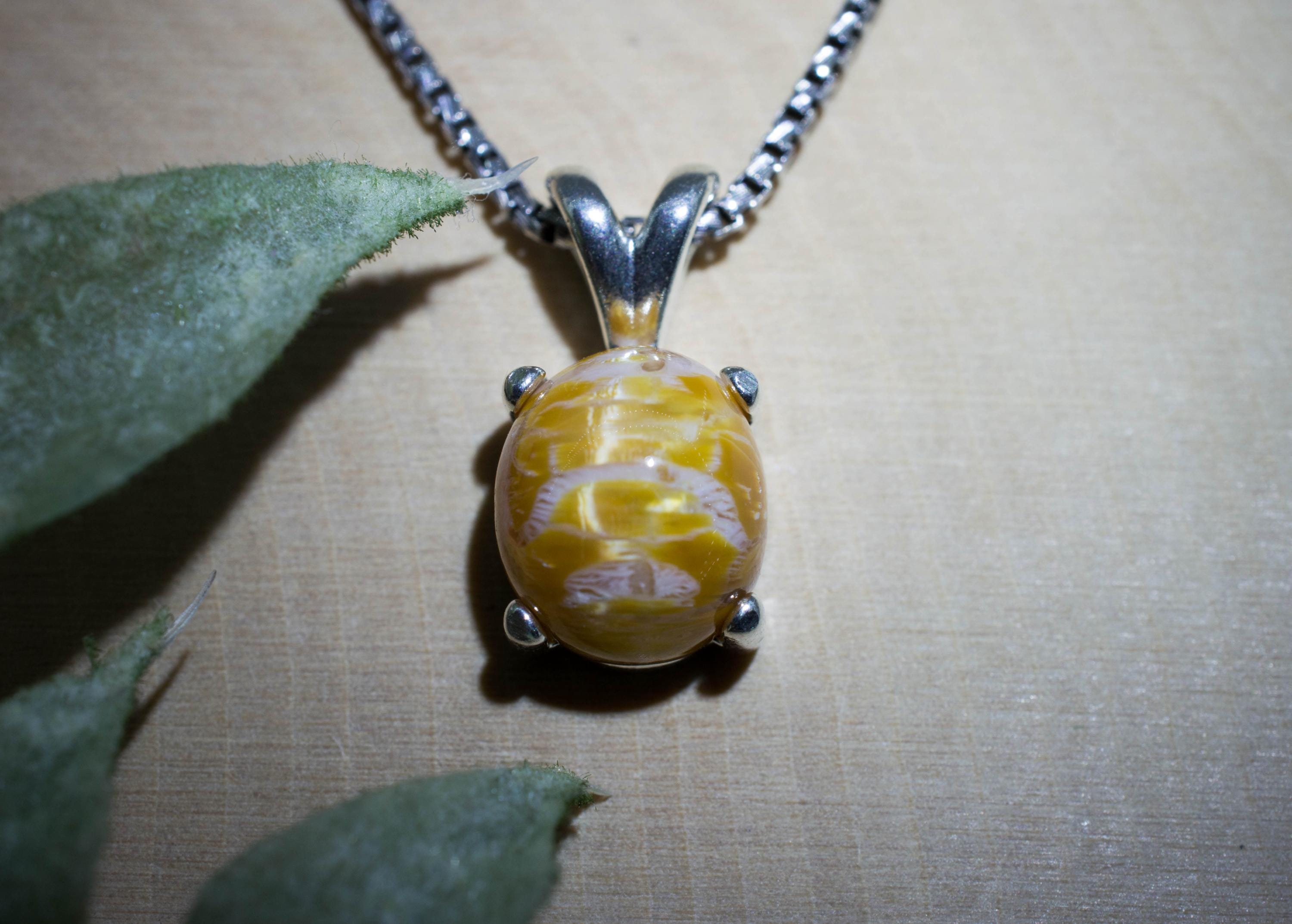 Cat's Eye Opal Pendant, Natural Untreated Tanzania Yellow Opal; 3.925cts - Mark Oliver Gems