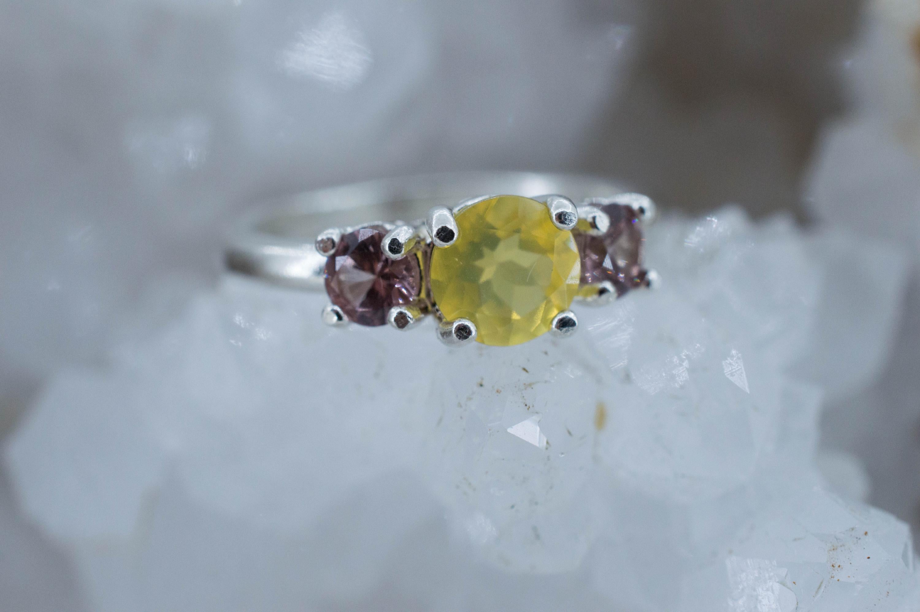 Yellow Opal Ring, Natural Untreated Tanzania Opal and Garnets - Mark Oliver Gems