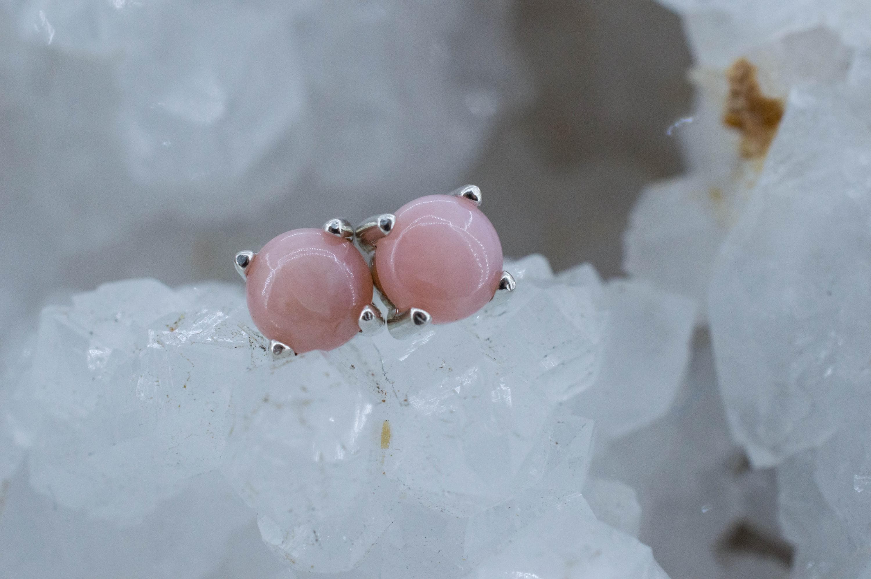 Pink Opal Earrings, Natural Untreated Peru Opal; 1.370cts - Mark Oliver Gems