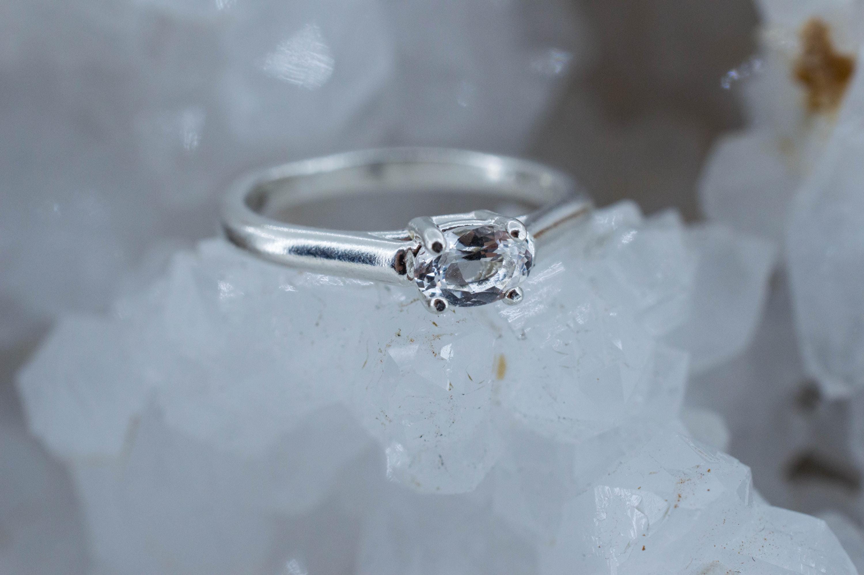 Goshenite Ring; Natural Untreated Mozambique Platinum Beryl; 0.390cts - Mark Oliver Gems