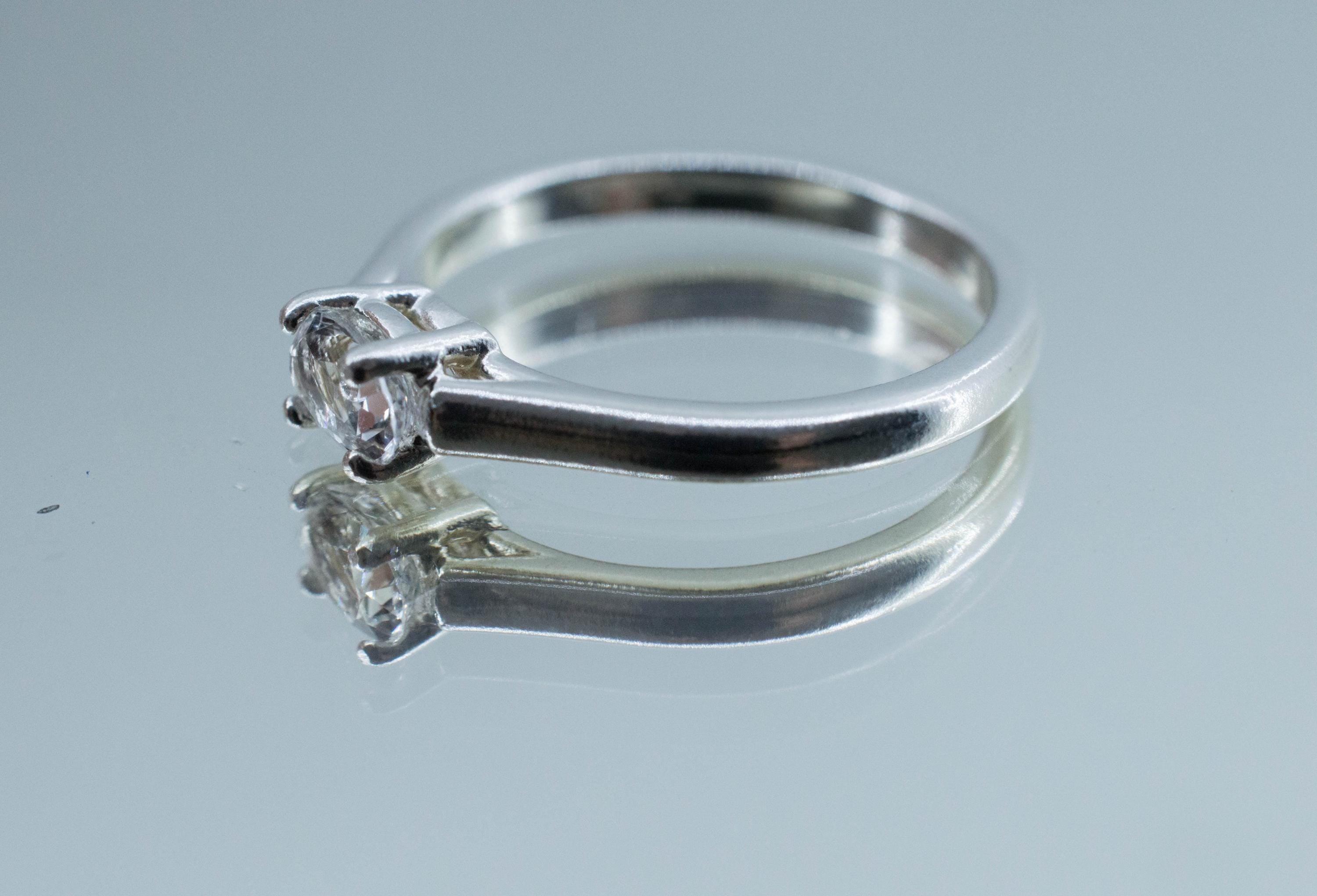 Goshenite Ring; Natural Untreated Mozambique Platinum Beryl; 0.390cts - Mark Oliver Gems