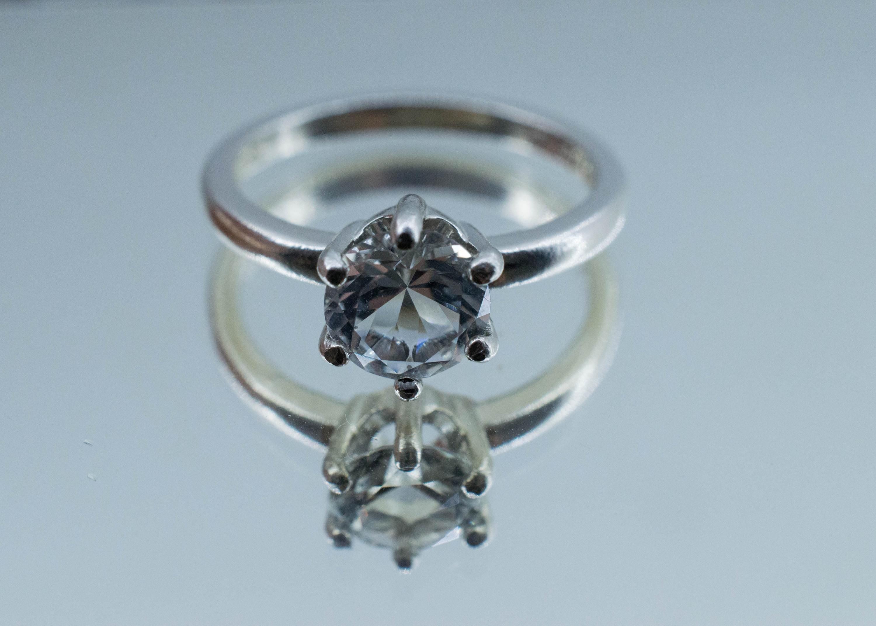 Goshenite Ring; Natural Untreated Mozambique Platinum Beryl; 1.090cts - Mark Oliver Gems