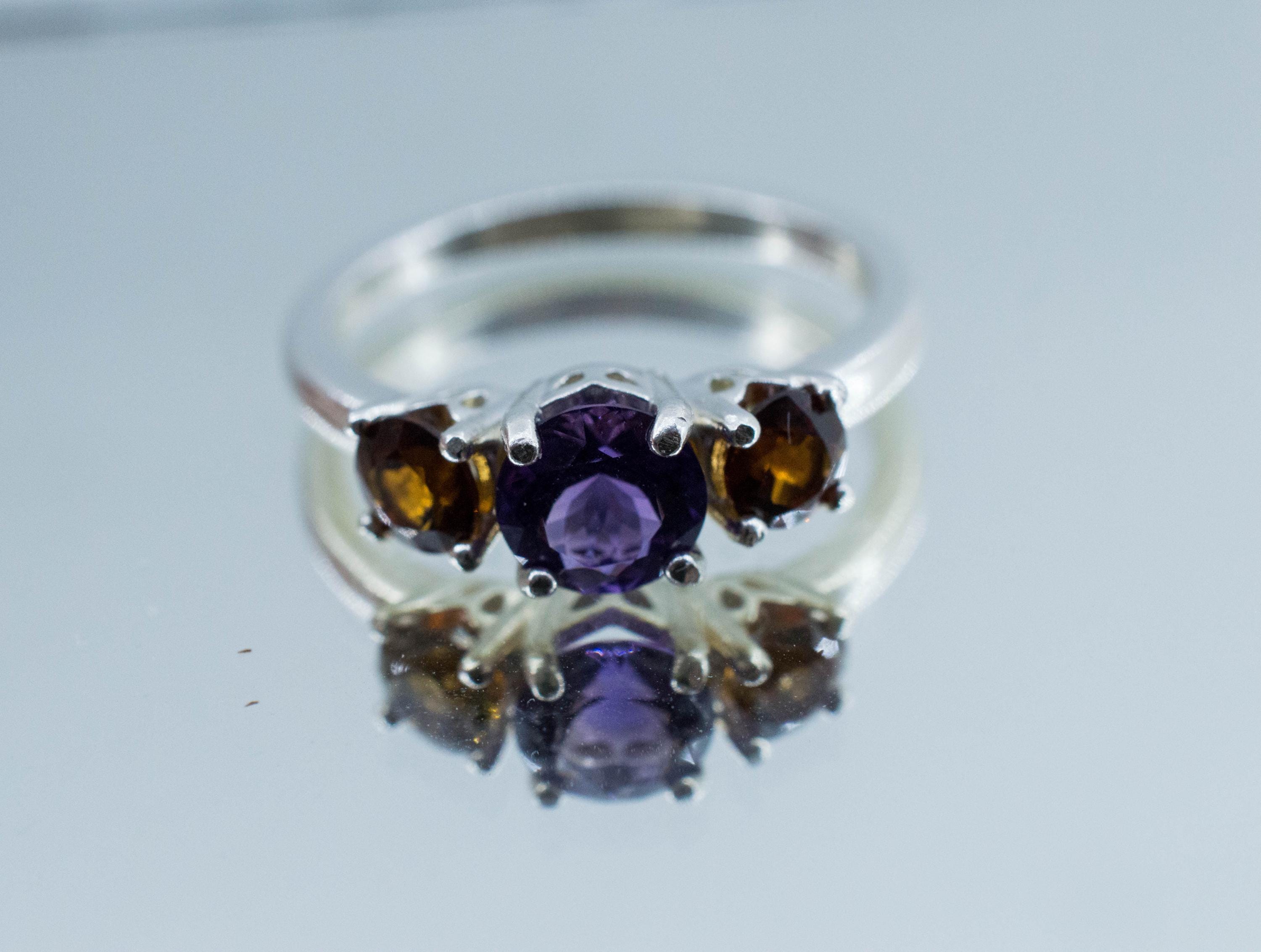 Amethyst Ring; Natural Untreated Uruguay Amethyst and Tanzania Tourmaline - Mark Oliver Gems