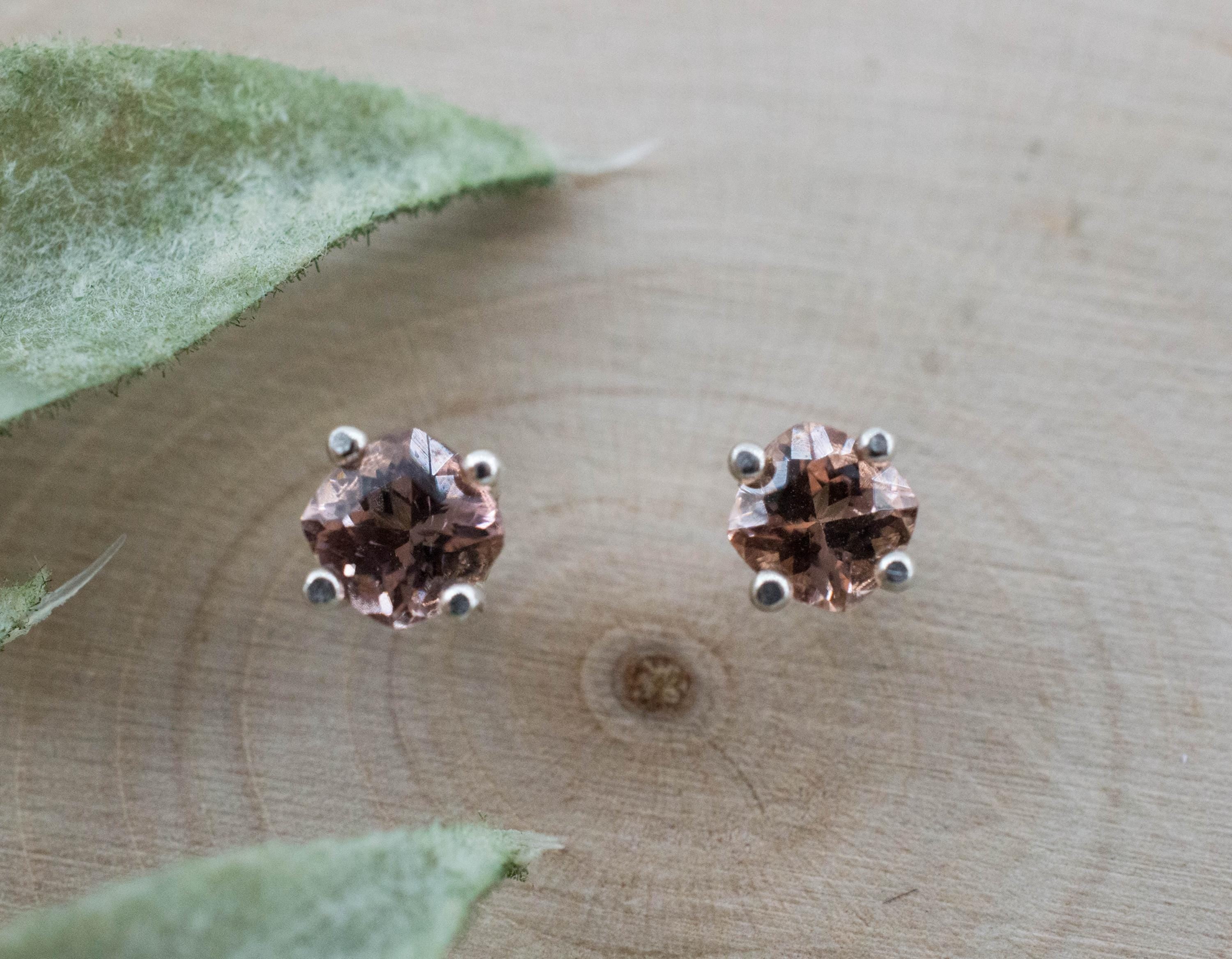 Peach Tourmaline Earrings; Natural Untreated Brazil Pink Tourmaline; 0.595cts - Mark Oliver Gems