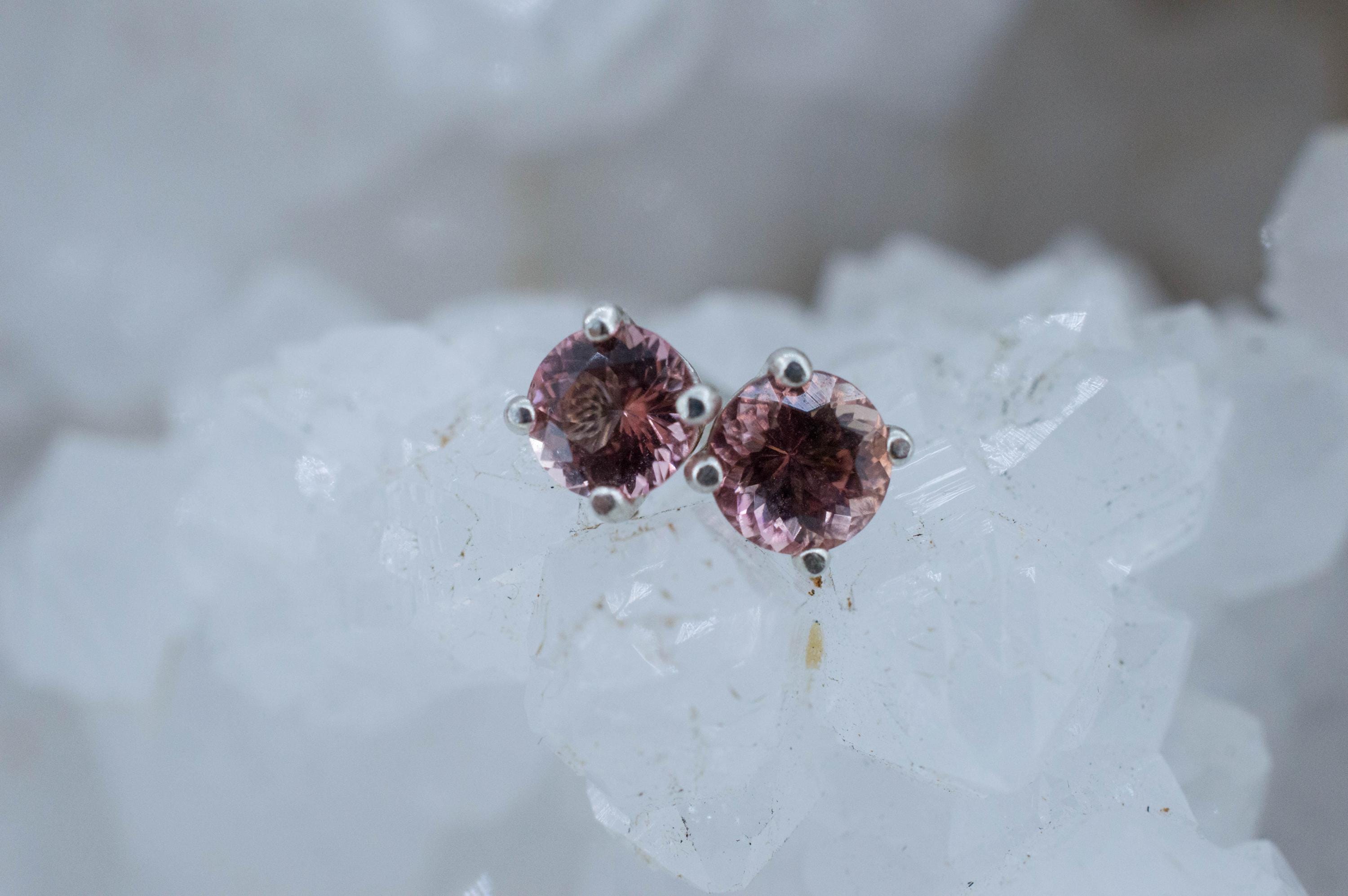 Pink Tourmaline Earrings; Natural Untreated Brazil Pink Tourmaline; 0.785cts - Mark Oliver Gems
