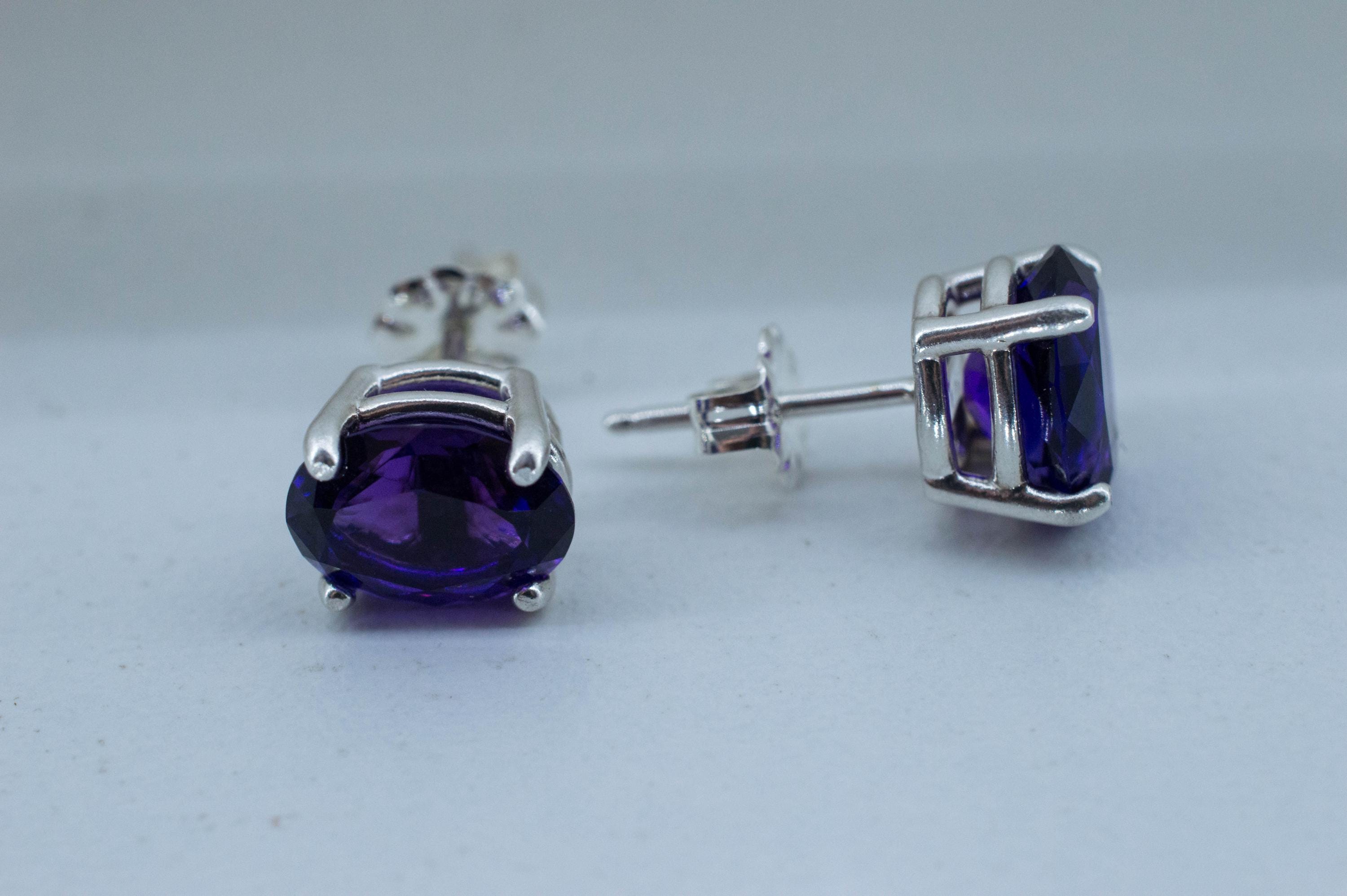 Amethyst Earrings, Natural Untreated Brazilian Amethyst; 1.080cts - Mark Oliver Gems