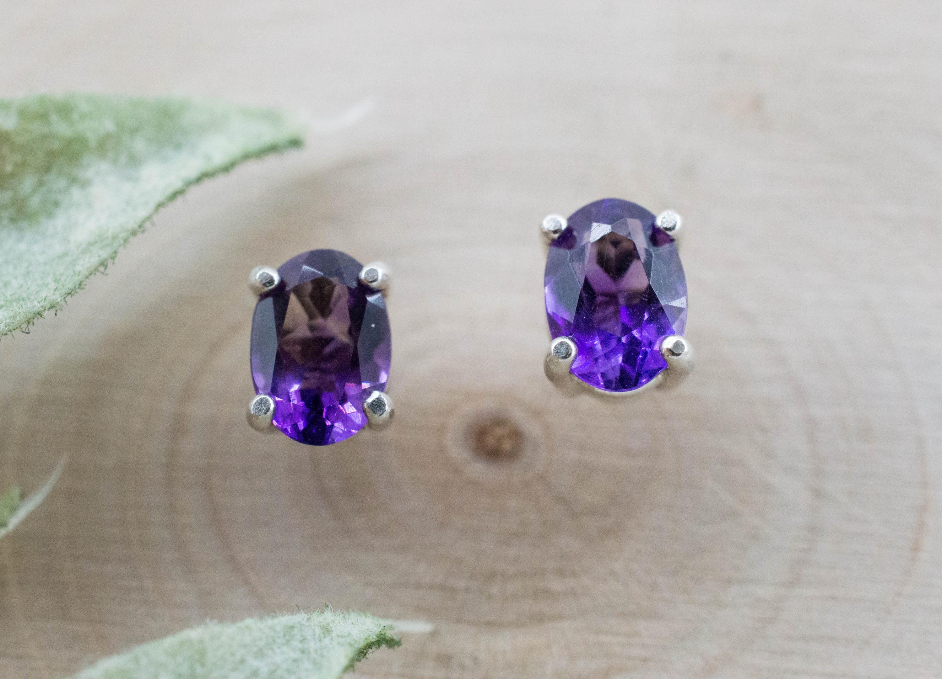 Amethyst Earrings, Natural Untreated Brazilian Amethyst; 1.080cts - Mark Oliver Gems