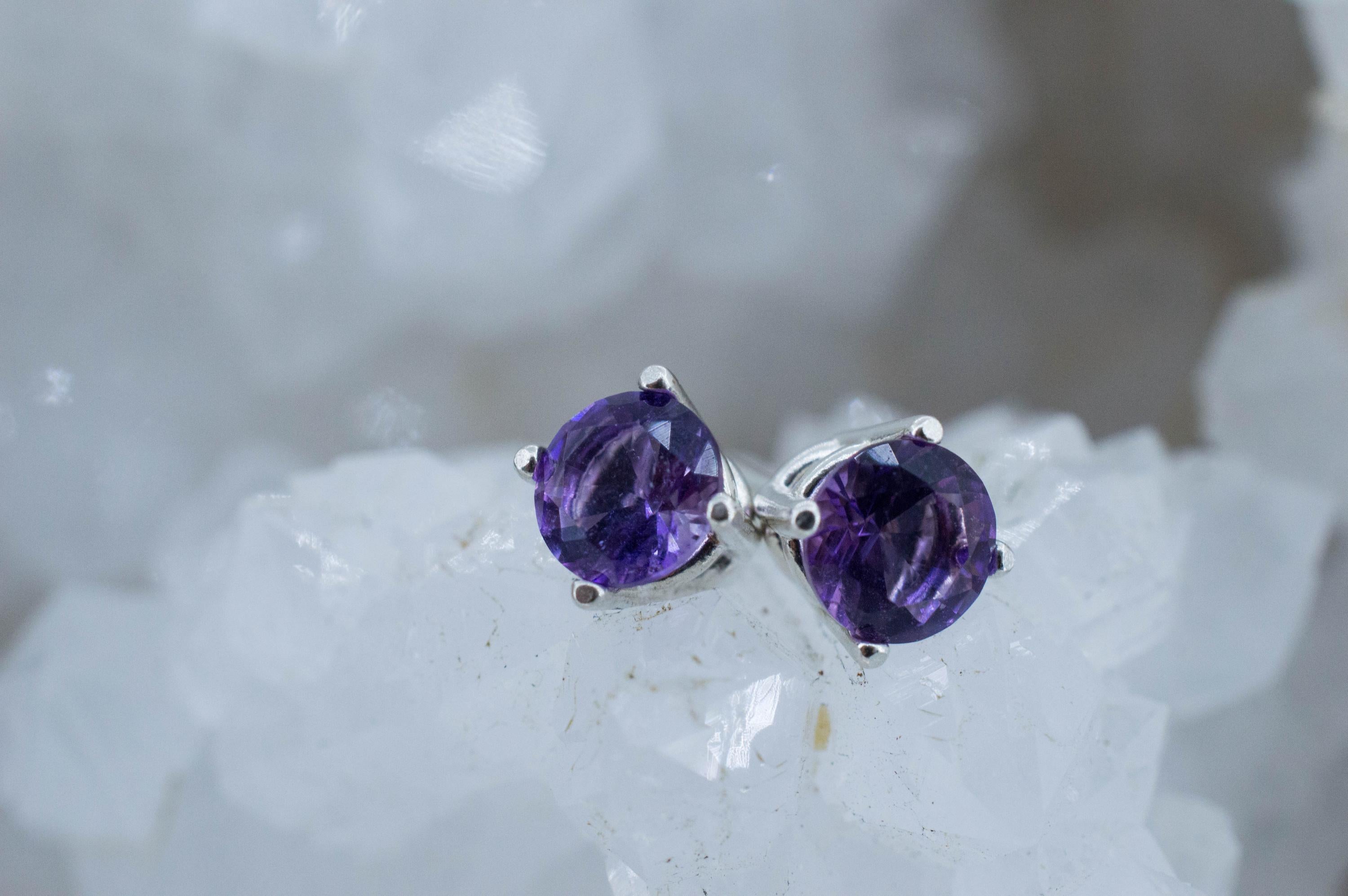 Amethyst Earrings, Natural Untreated Brazilian Amethyst; 1.195cts - Mark Oliver Gems