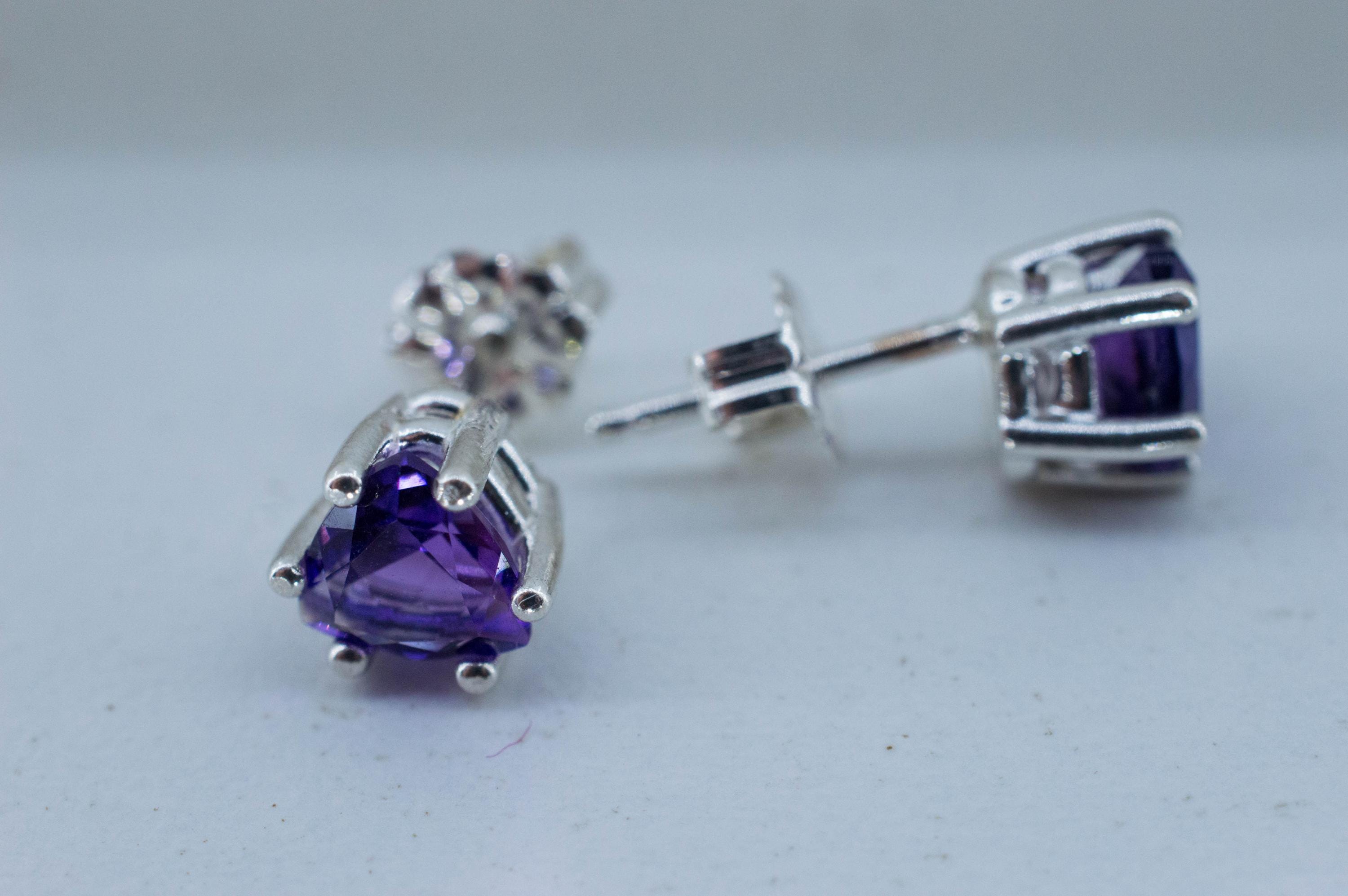 Amethyst Earrings, Natural Untreated Brazilian Amethyst; 1.210cts - Mark Oliver Gems